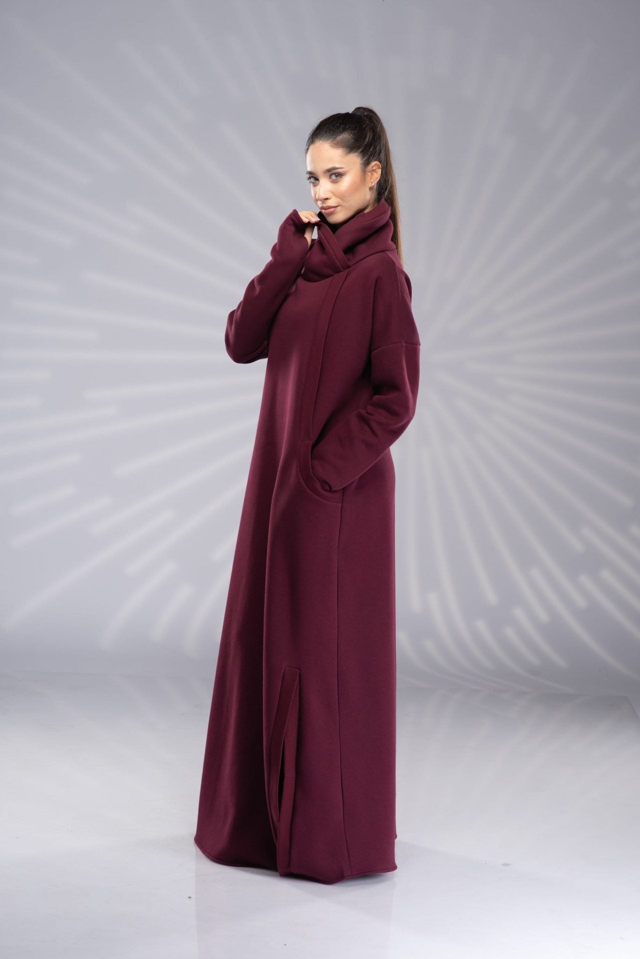 Long Maxi Winter Turtleneck Plus Size Sweatshirt Dress