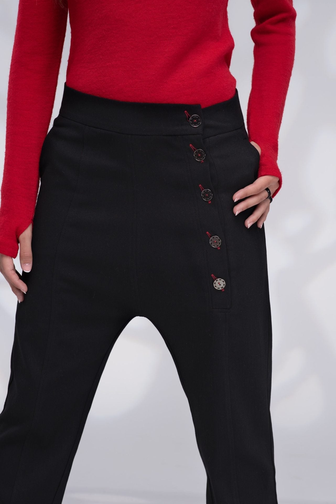 Gray Wool Harem Drop Crotch Winter Baggy Pants