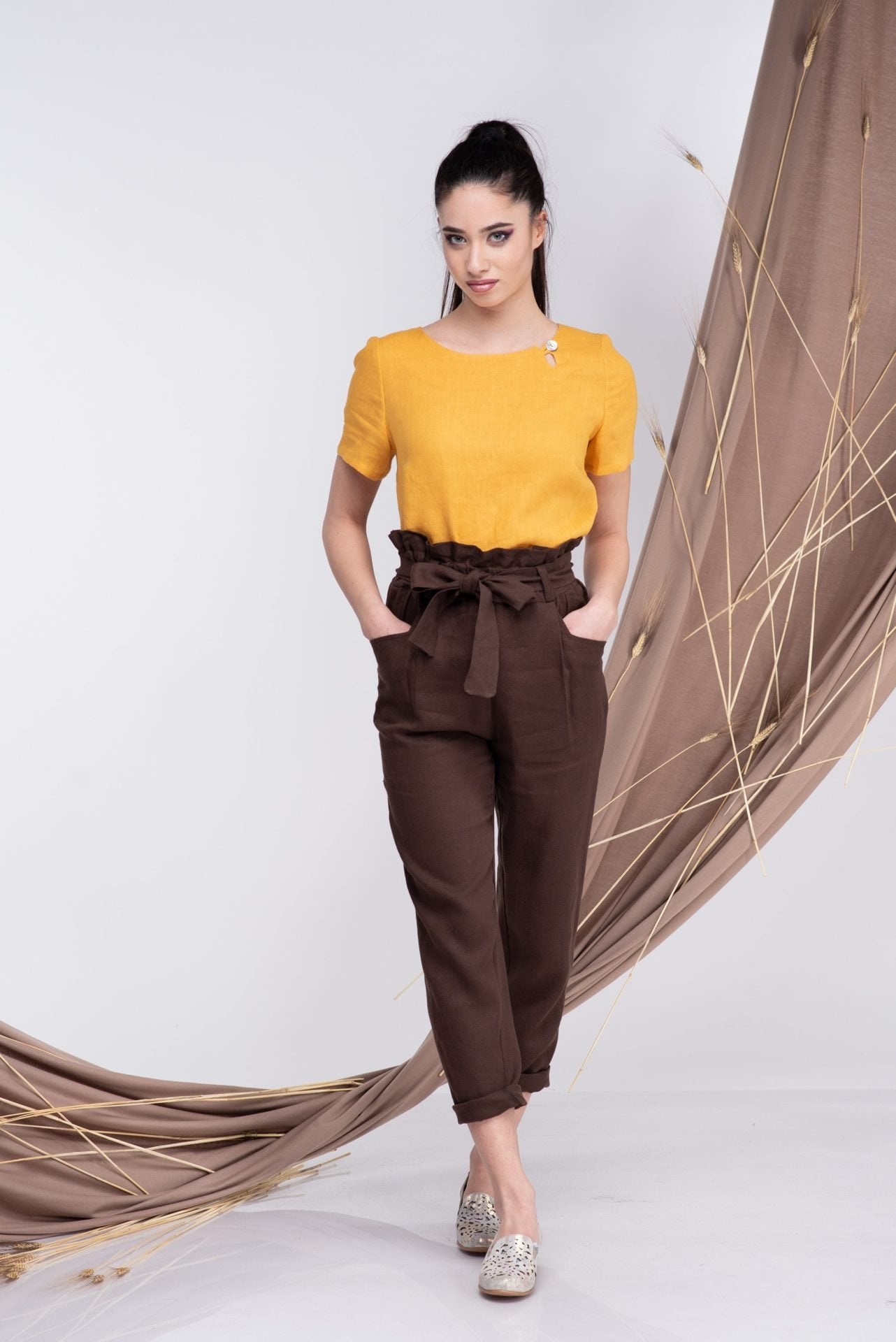 Linen Short Sleeves Blouse