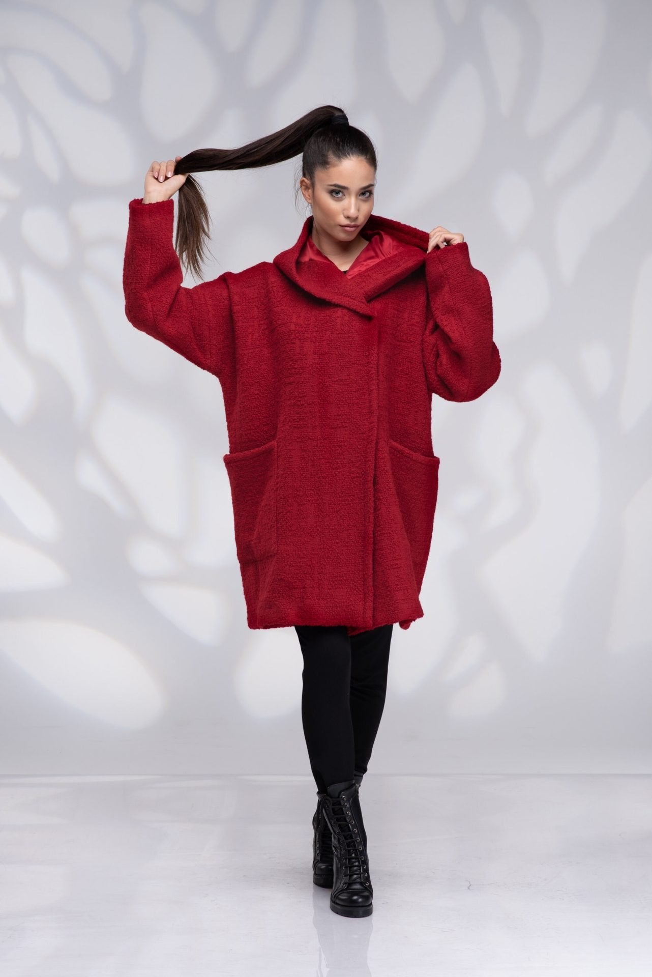 Wool Coat Oversized Winter Hooded with Lining