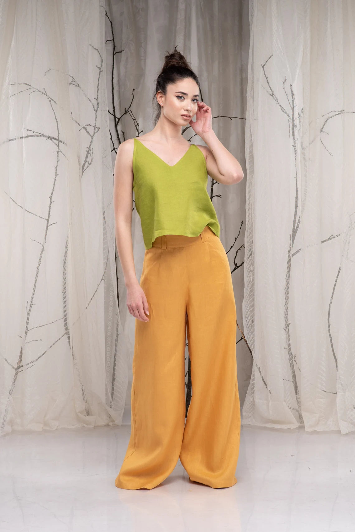 Linen Wide Leg Loose Palazzo Summer Pants-Danellys-4.webp