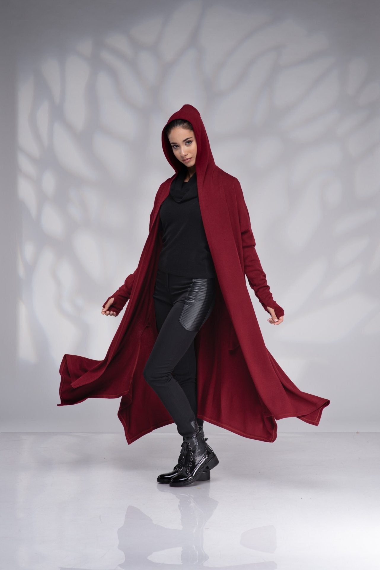 Long Sweater Winter Cloak with Hood Elven Cape