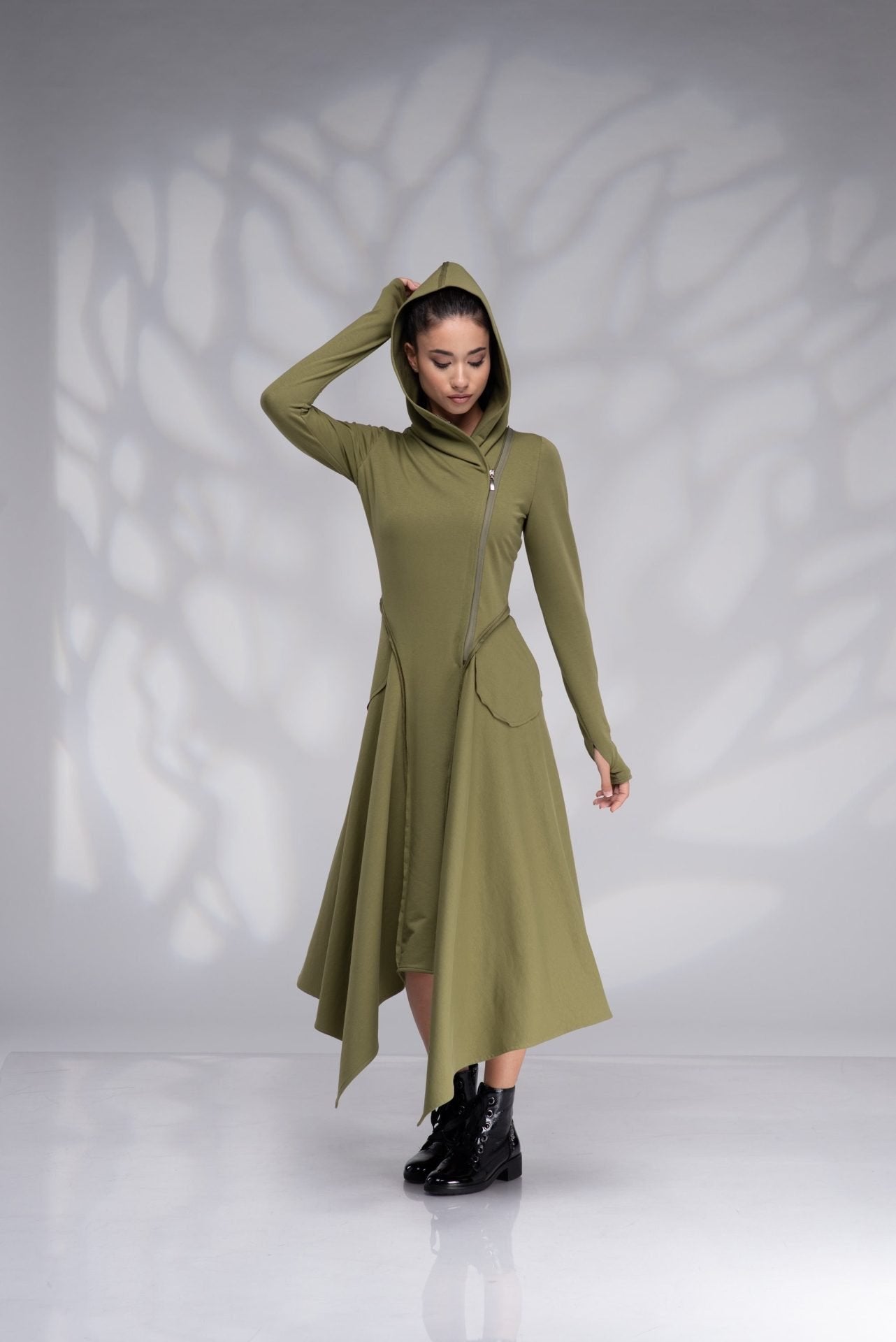 Hoodie Maxi Sweatshirt Dress with Pockets