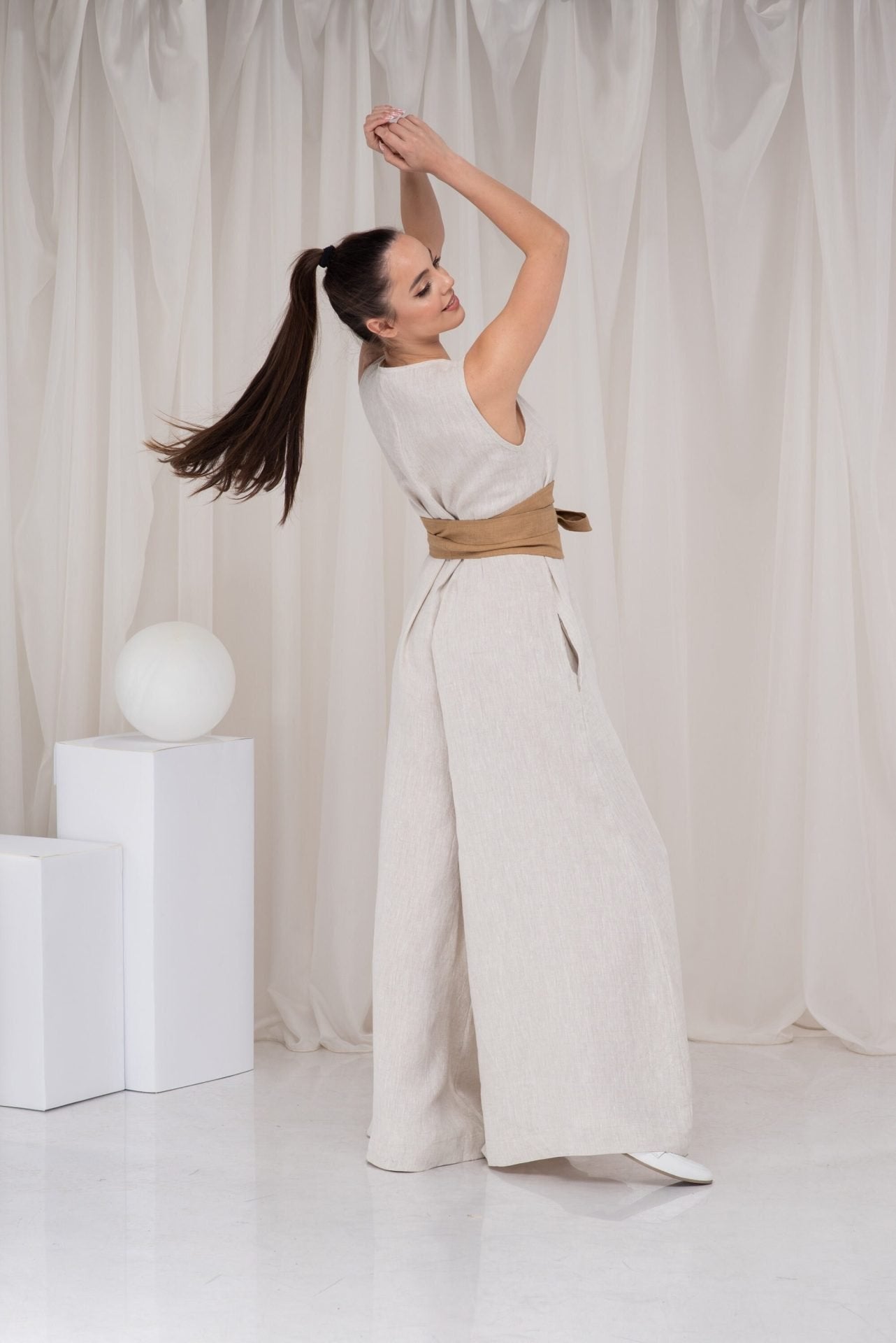Summer Linen Oversized Elegant Wide Leg Jumpsuit