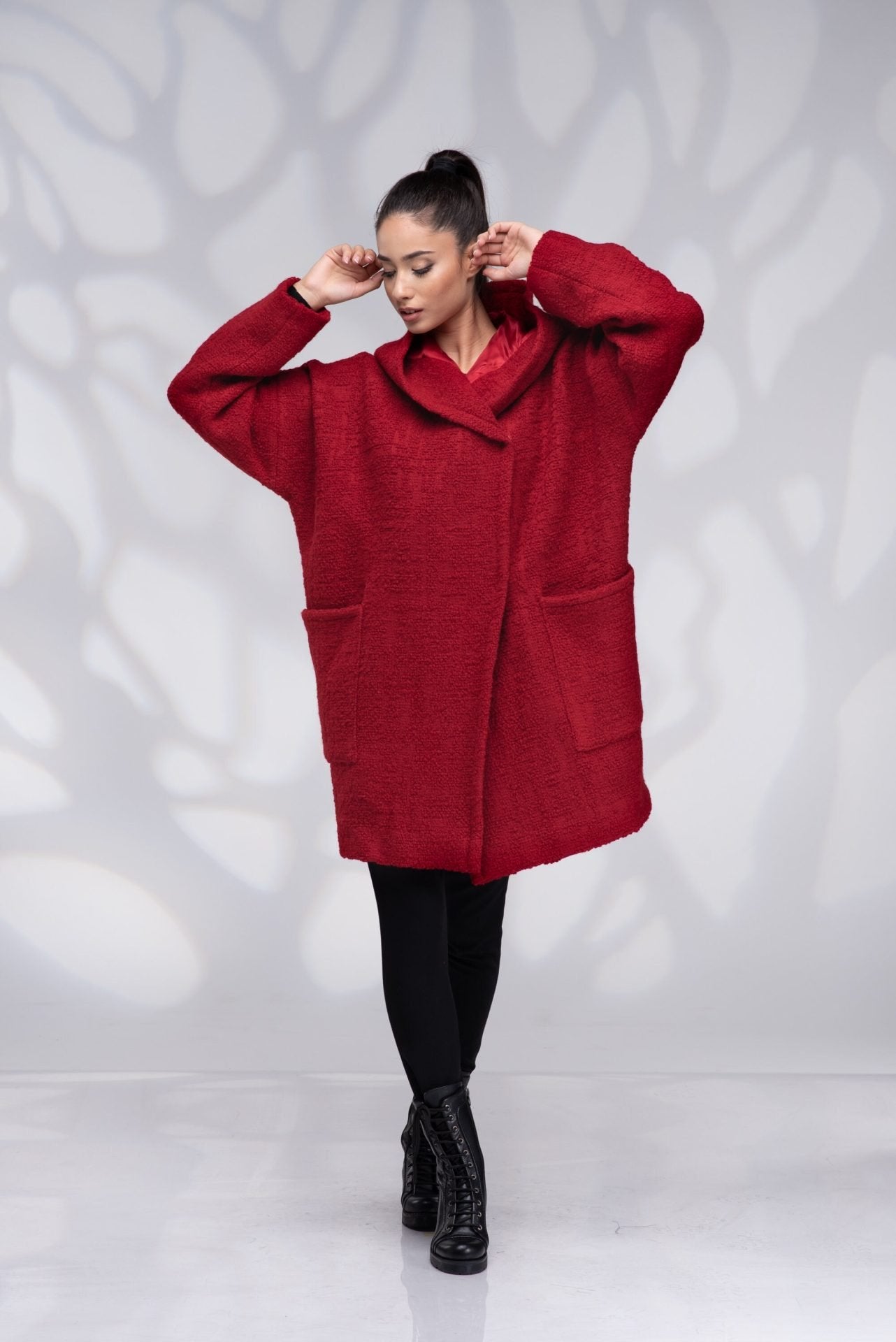 Wool Coat Oversized Winter Hooded with Lining