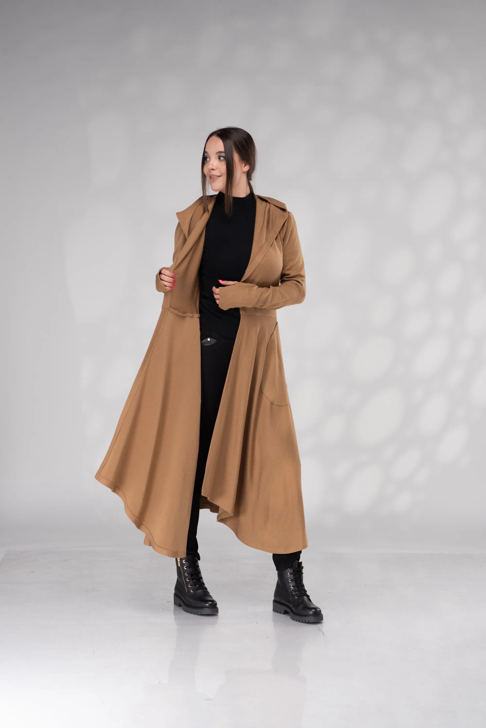 Long Hooded Cardigan - Maxi Cardigan Sweater-Danellys-2.webp