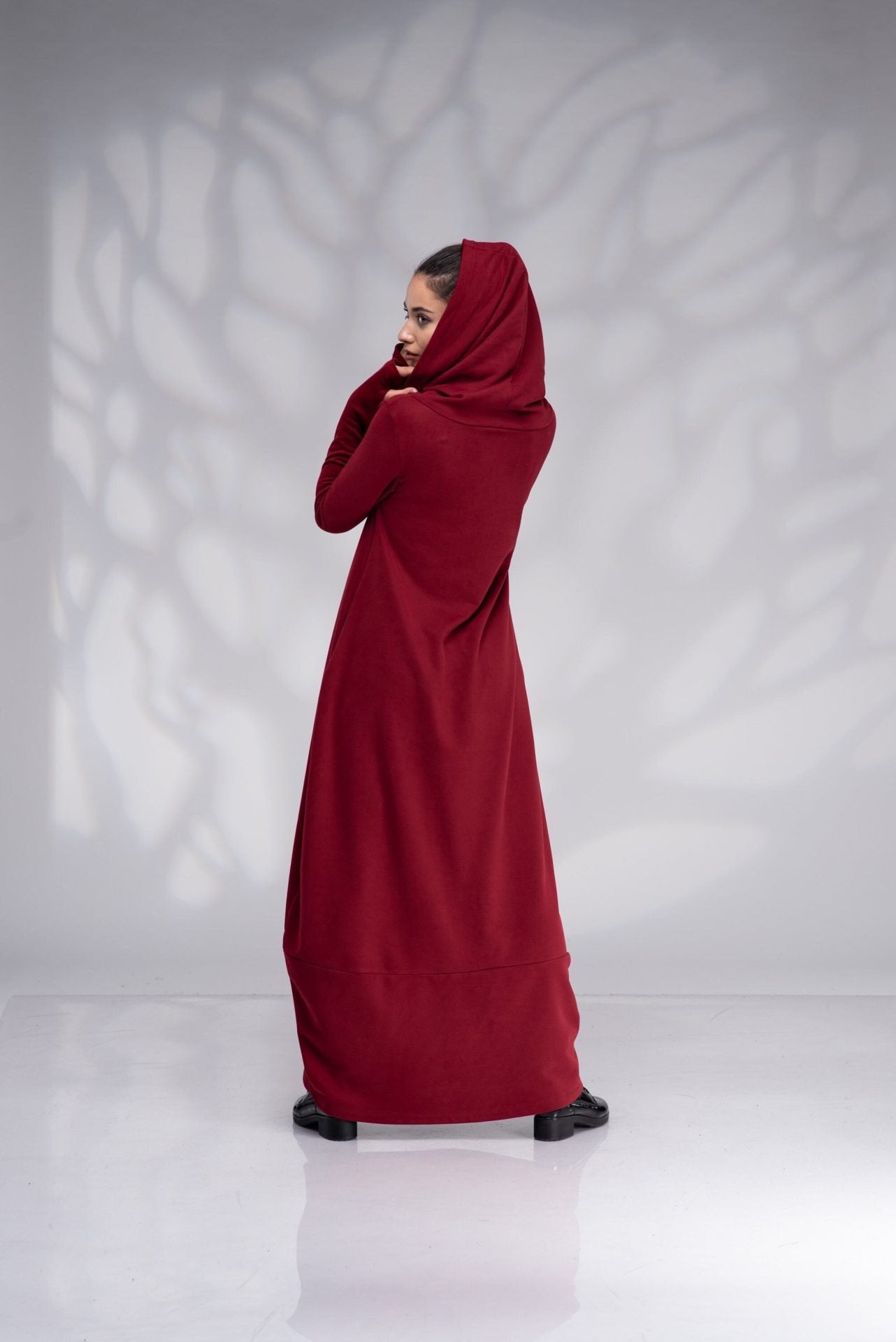Winter Sweatshirt Dress with Cowl Hood