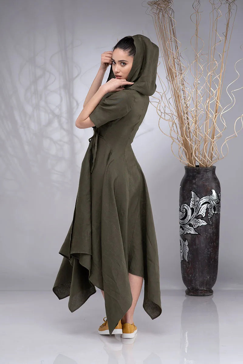 Long Wrap Linen Hooded Asymmetrical Dress-4.webp