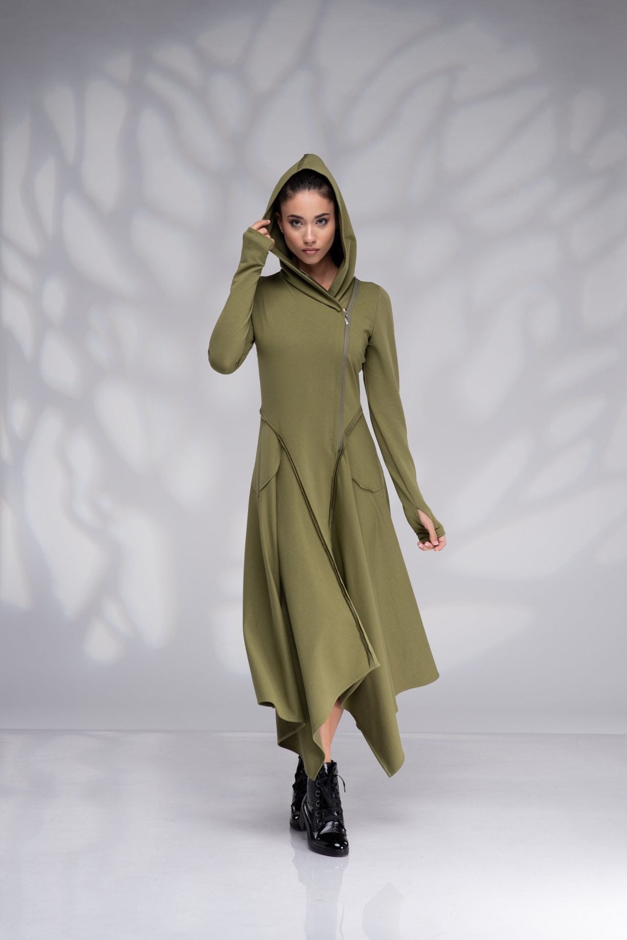 Hoodie Maxi Sweatshirt Dress with Pockets