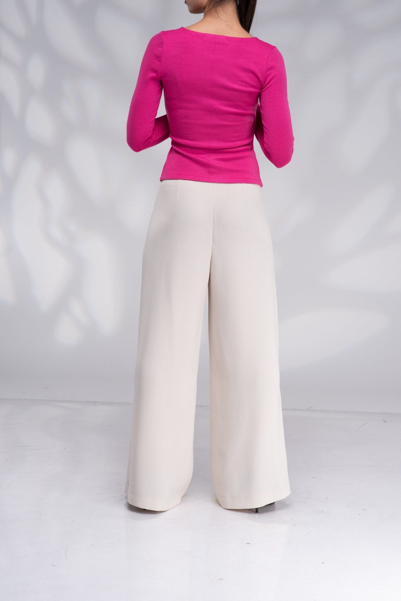Wide Leg Palazzo High Waisted Flared Trousers with Side Zipper