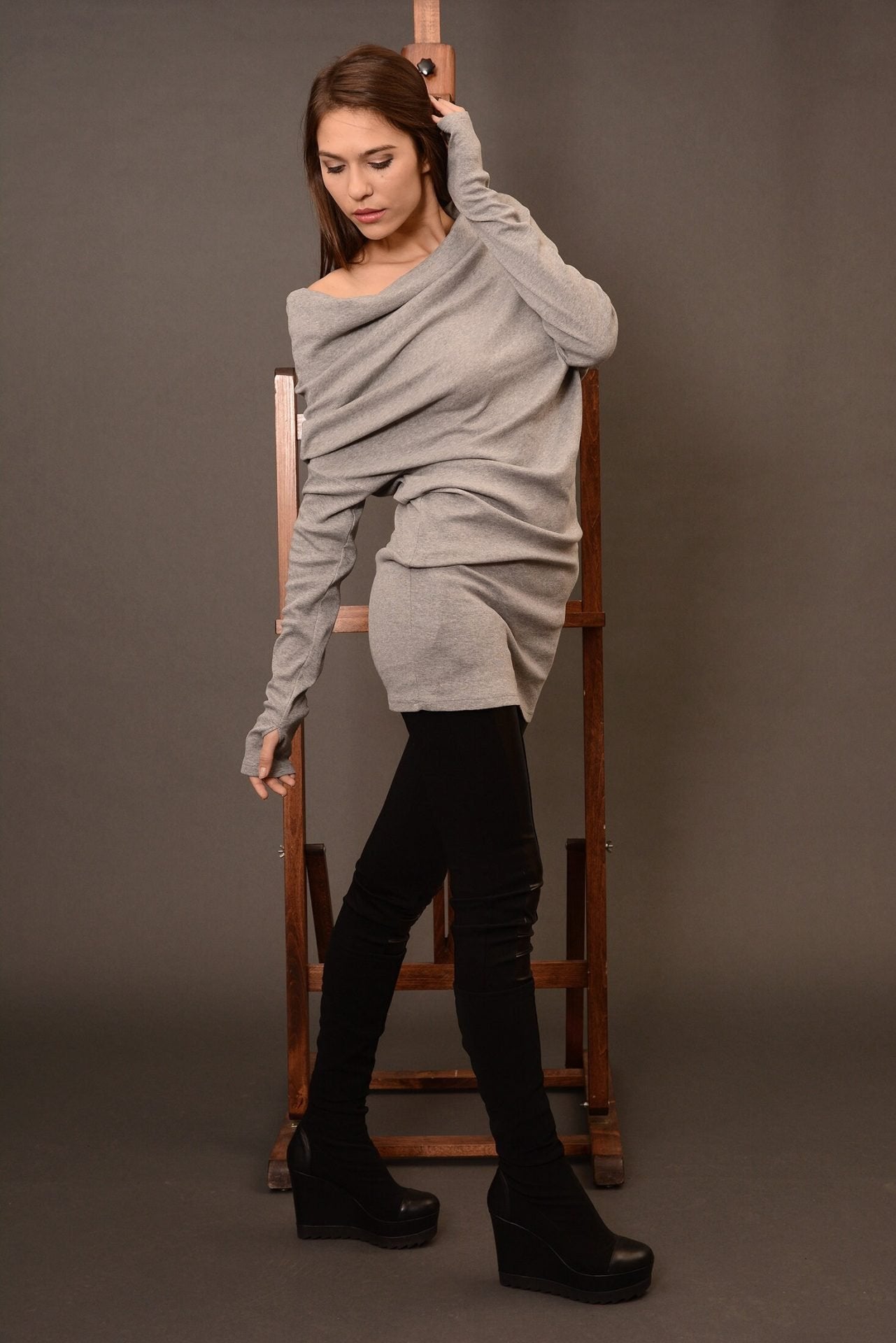Knit Wool White Pullover Off Shoulder Sweater