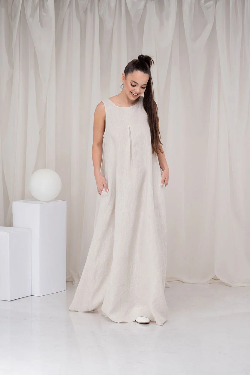 Linen Sleeveless Maxi Summer Long Dress