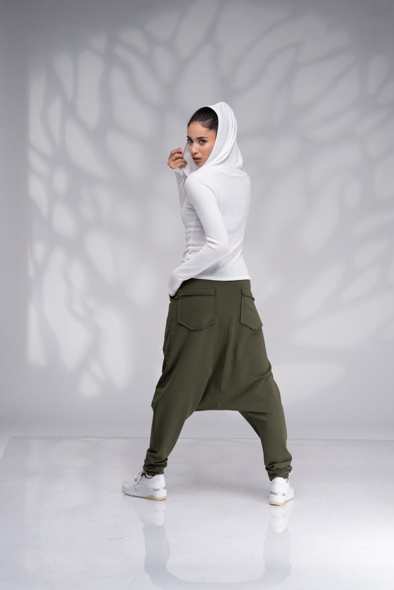 Harem Khaki Low Crotch Baggy Trousers