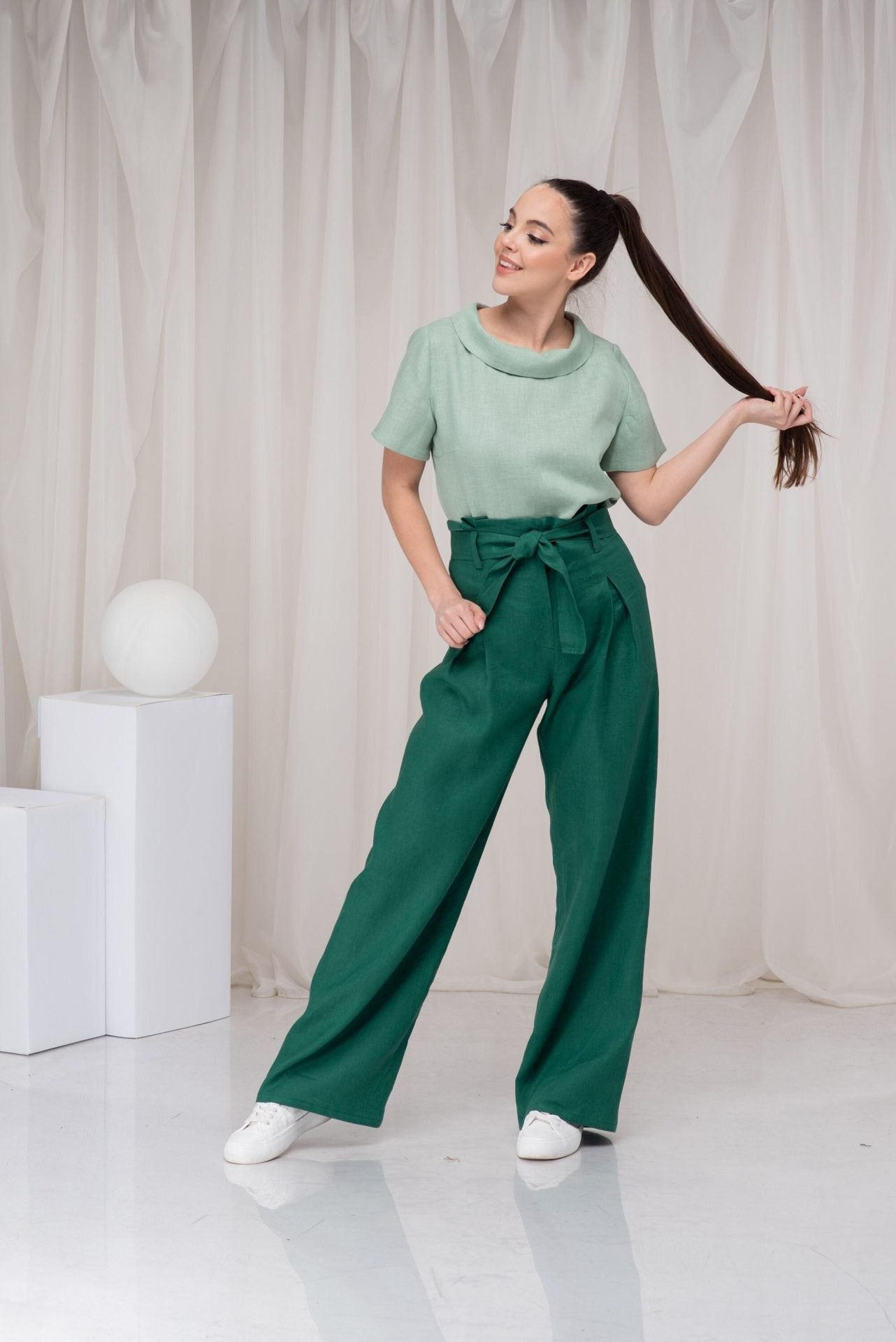 Linen Plus Size Summer Short Sleeve Elegant Blouse