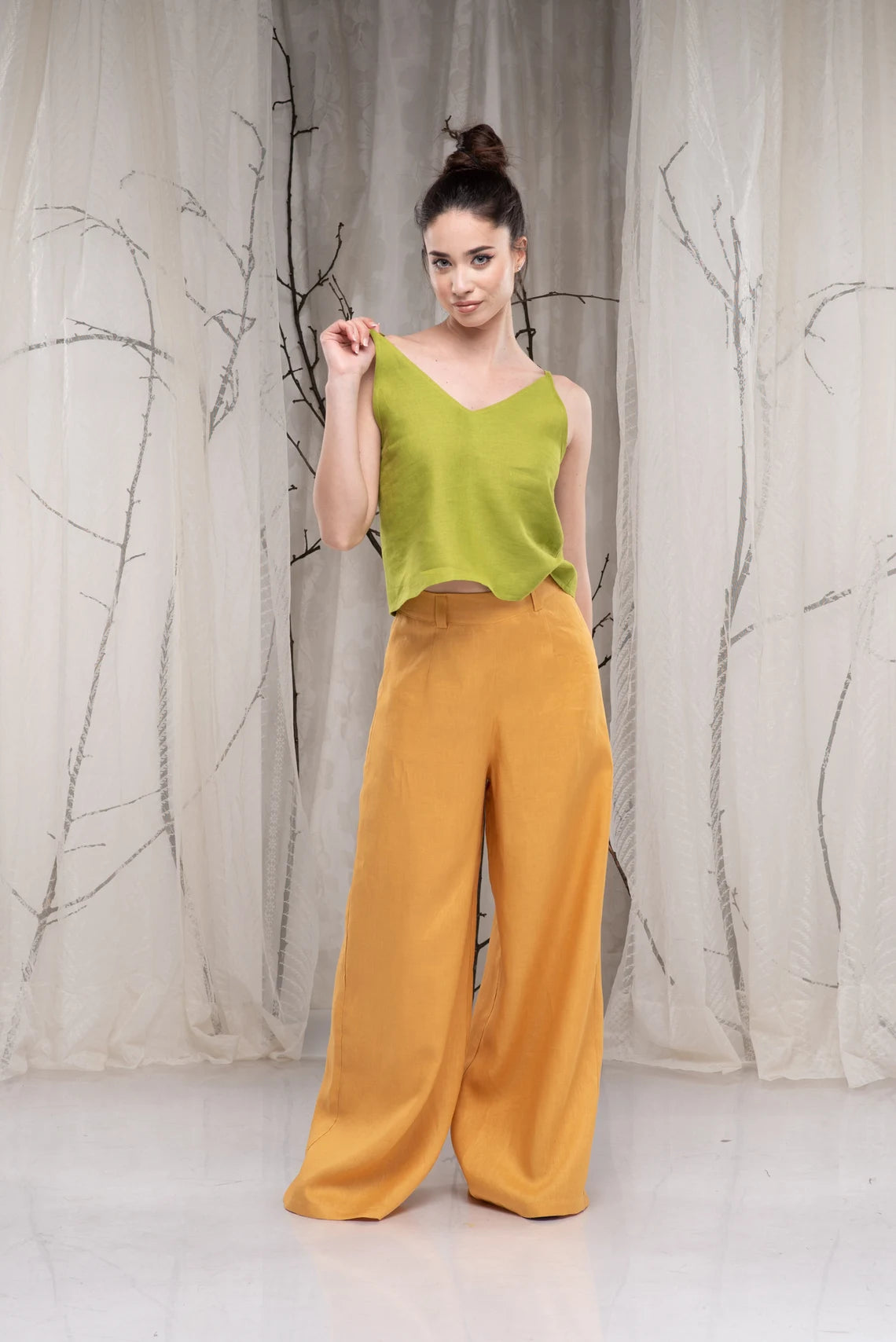 Linen Wide Leg Loose Palazzo Summer Pants-Danellys.webp