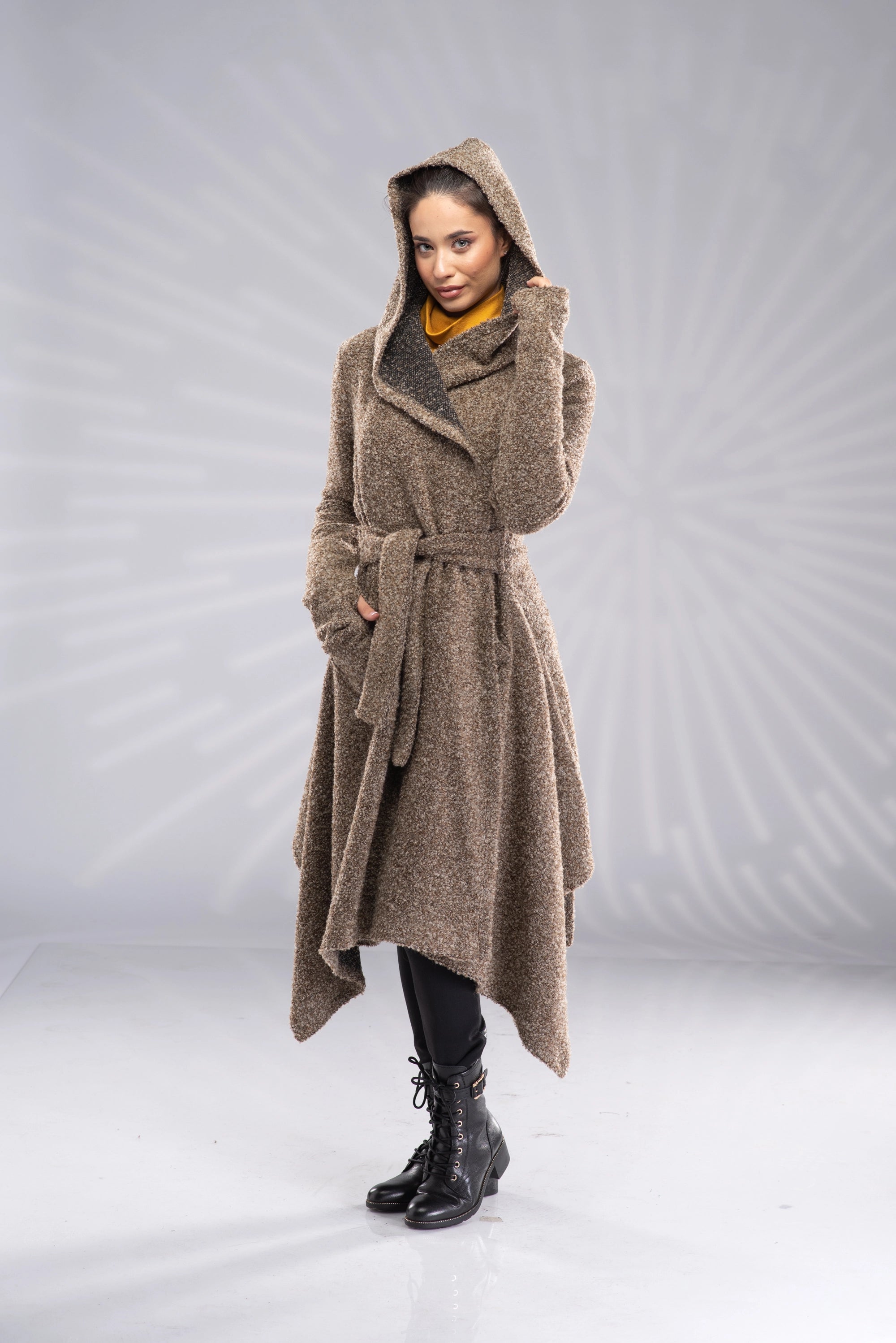 Long Hooded Cardigan Knit Sweater Witch Hooded Cloak-Danellys.webp