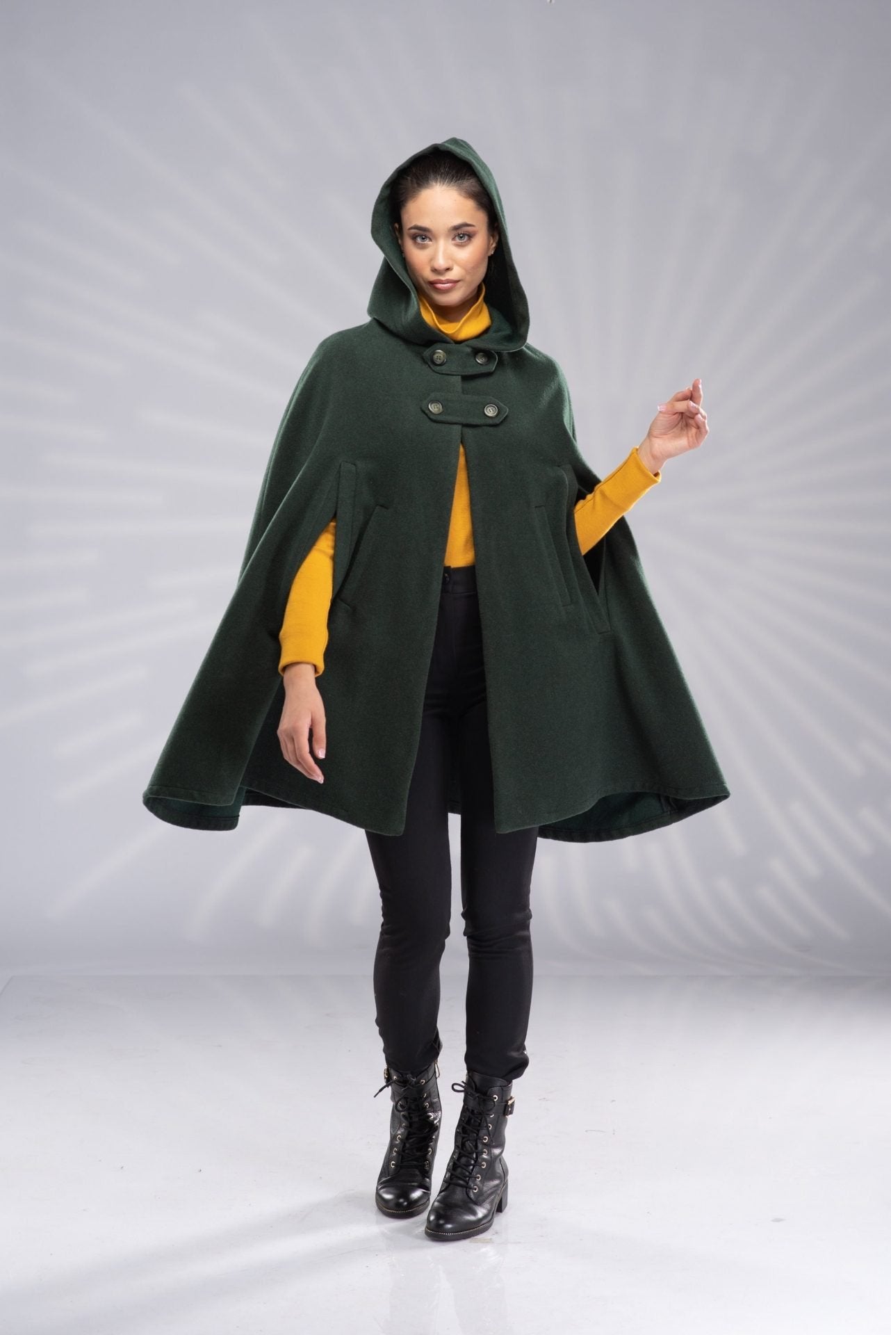 Wool Short Hooded Cloak Coat Winter Cape Wool Poncho