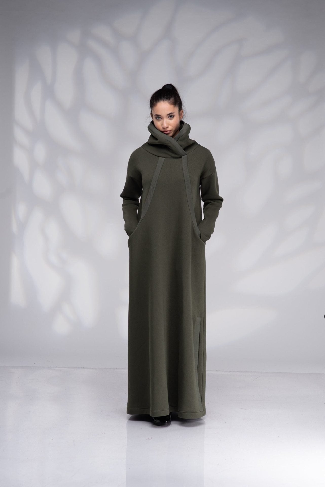 Winter Maxi Turtleneck Plus Size Abaya Sweatshirt Dress