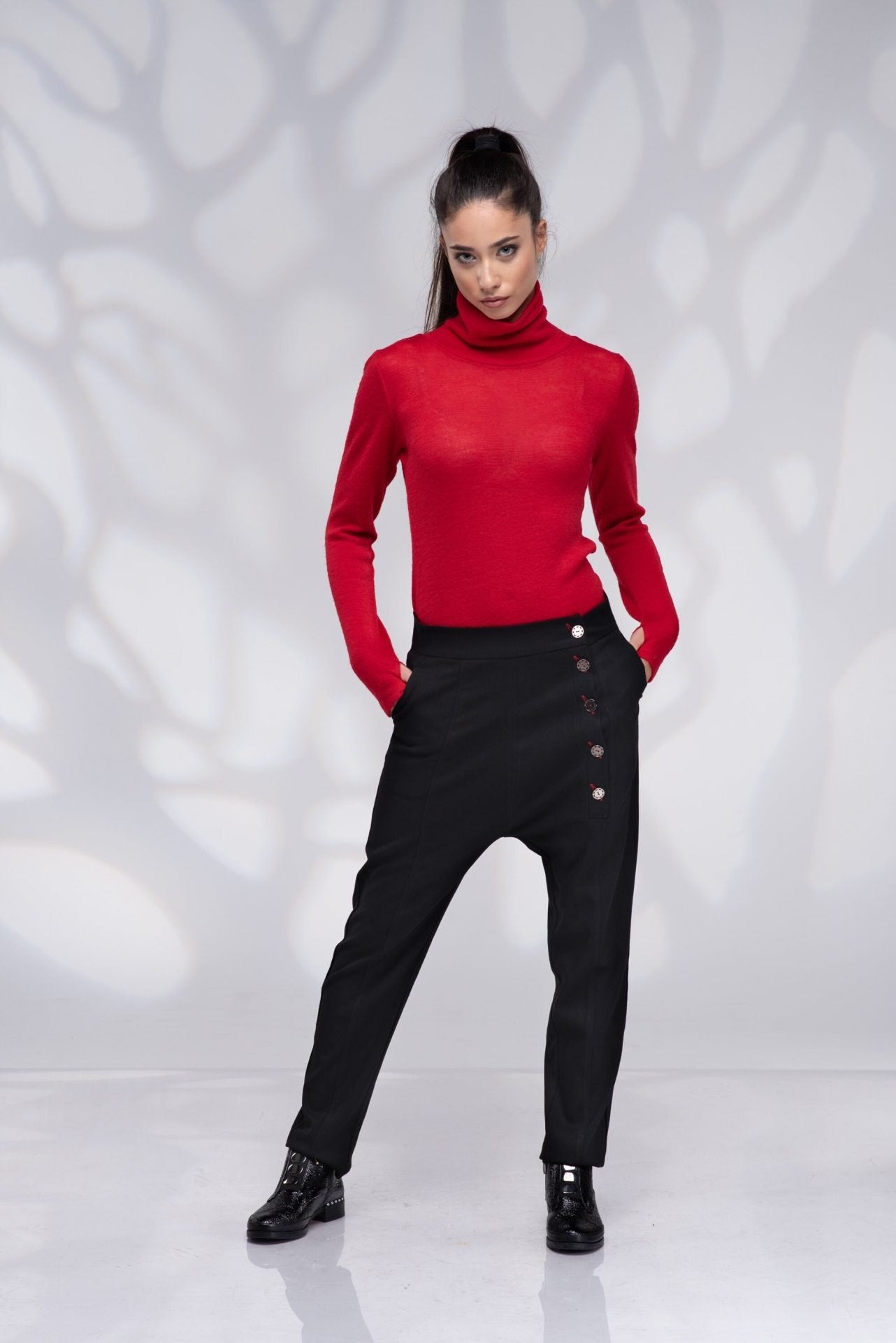Gray Wool Harem Drop Crotch Winter Baggy Pants