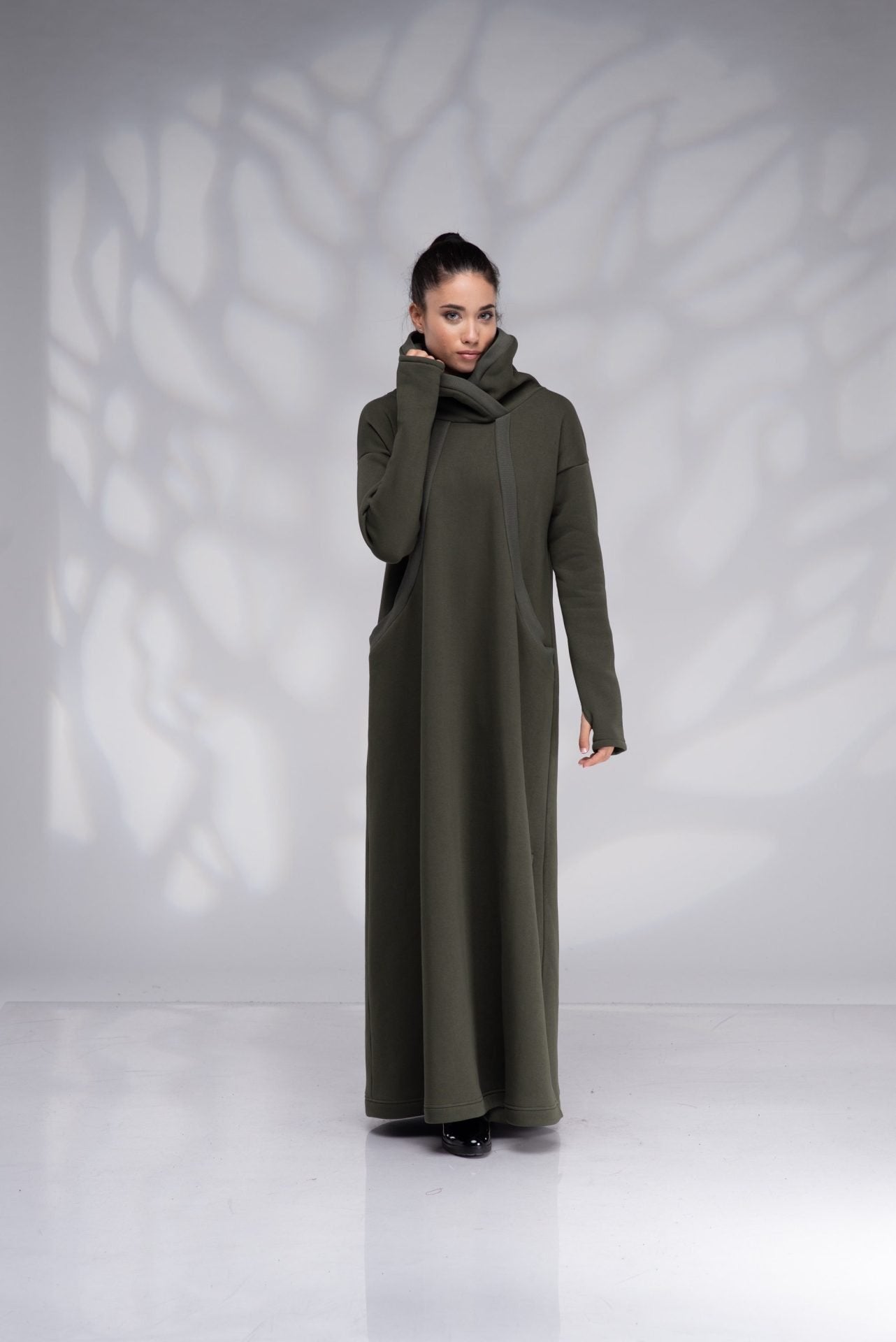 Winter Maxi Turtleneck Plus Size Abaya Sweatshirt Dress