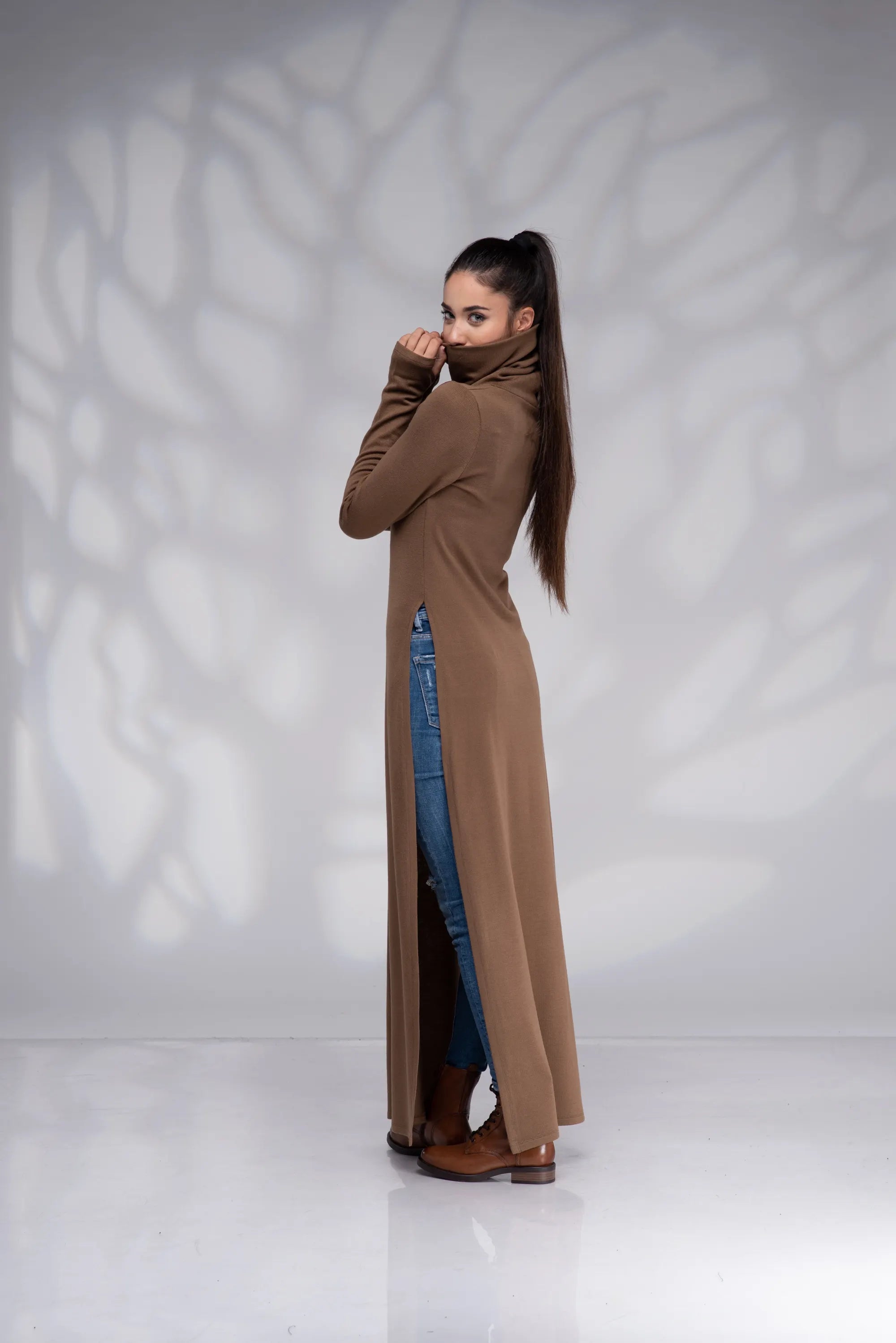 Maxi Long Turtleneck Knit Sweater Tunic Dress-Danellys-2.webp