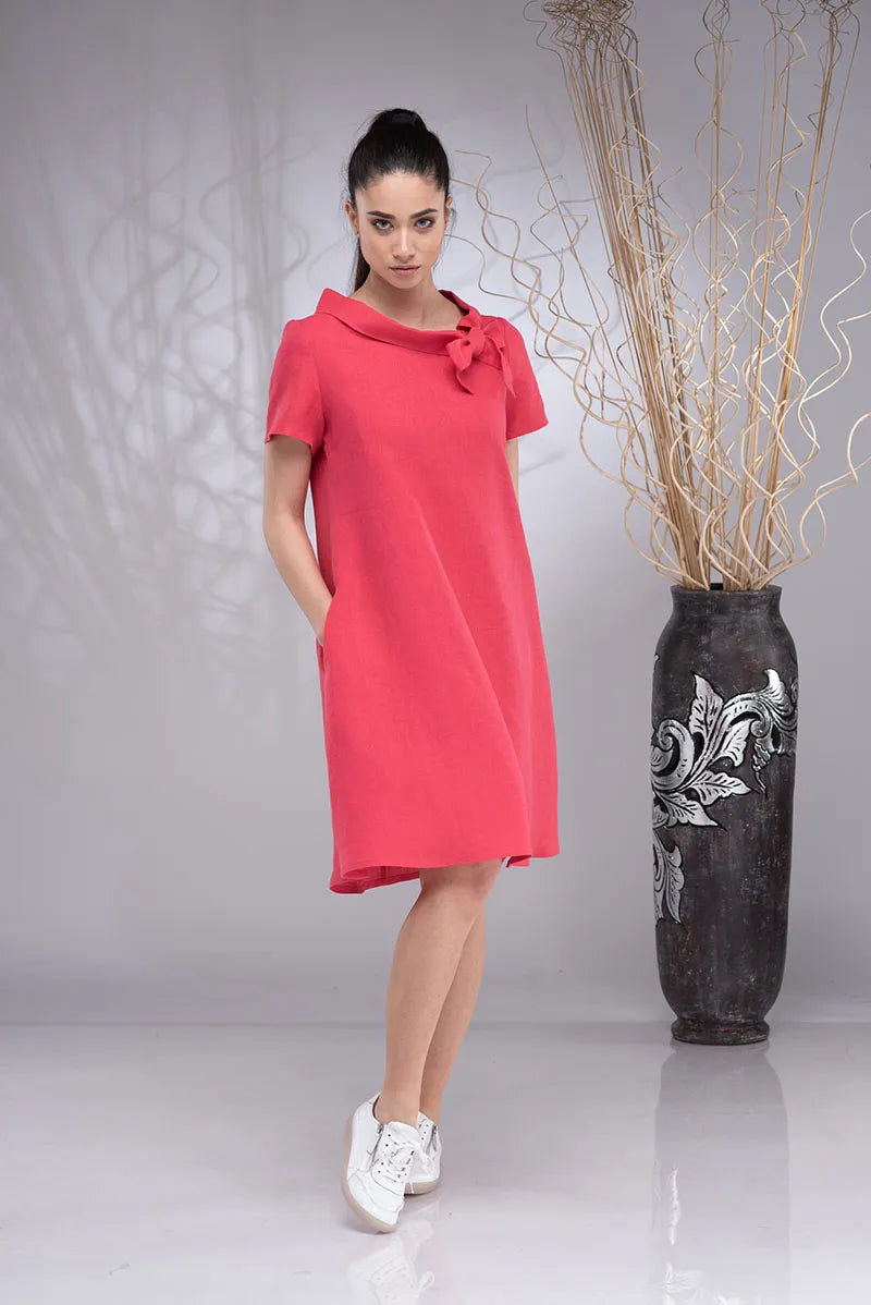 Short Linen Knee-Length A-line Summer Dress