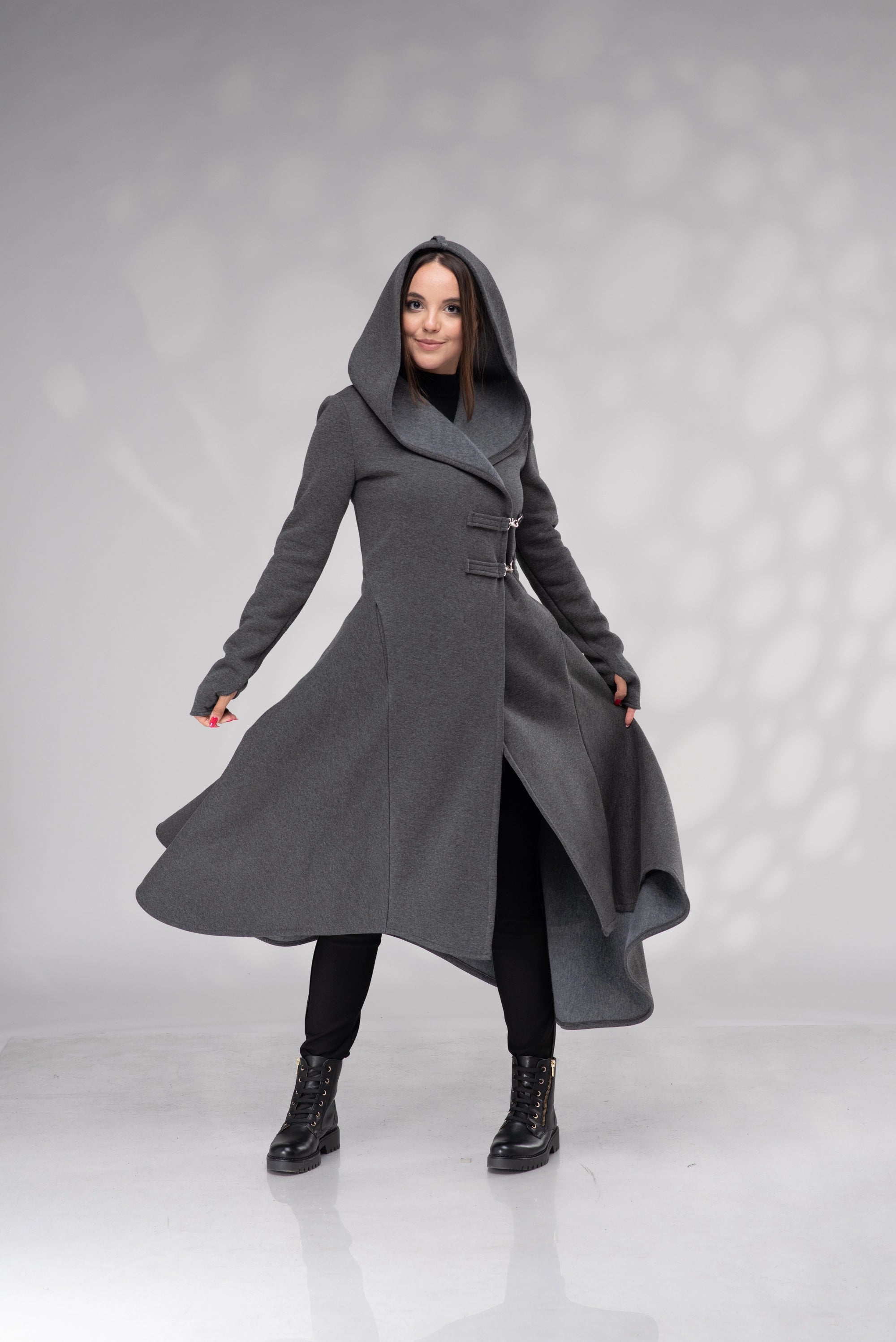 Long Cardigan Cloak with Hood Sweater Maxi Gothic Jacket-Danellys.webp