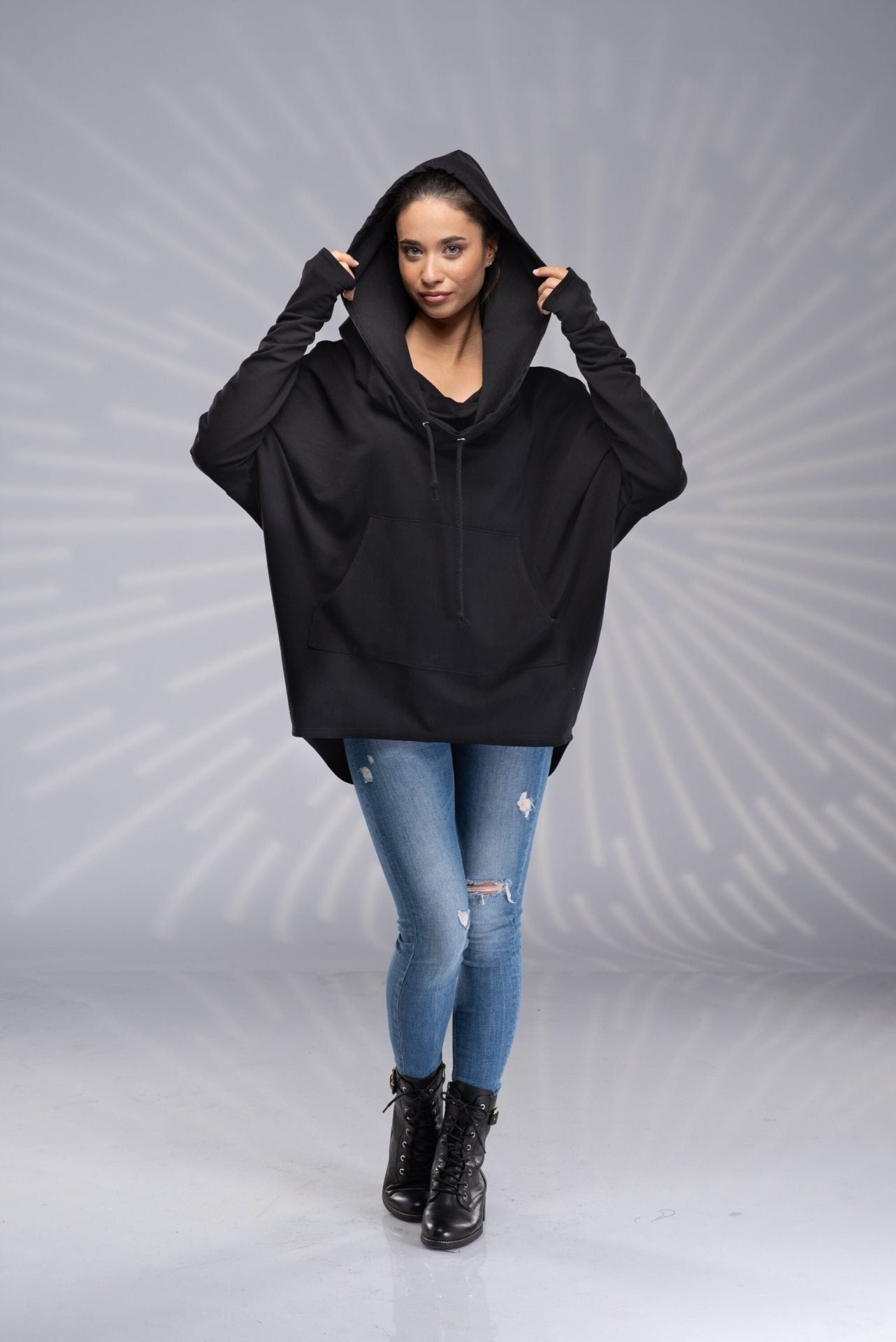Big Hood Cowl Neck Oversized Loose Hoodie Sweatshirt