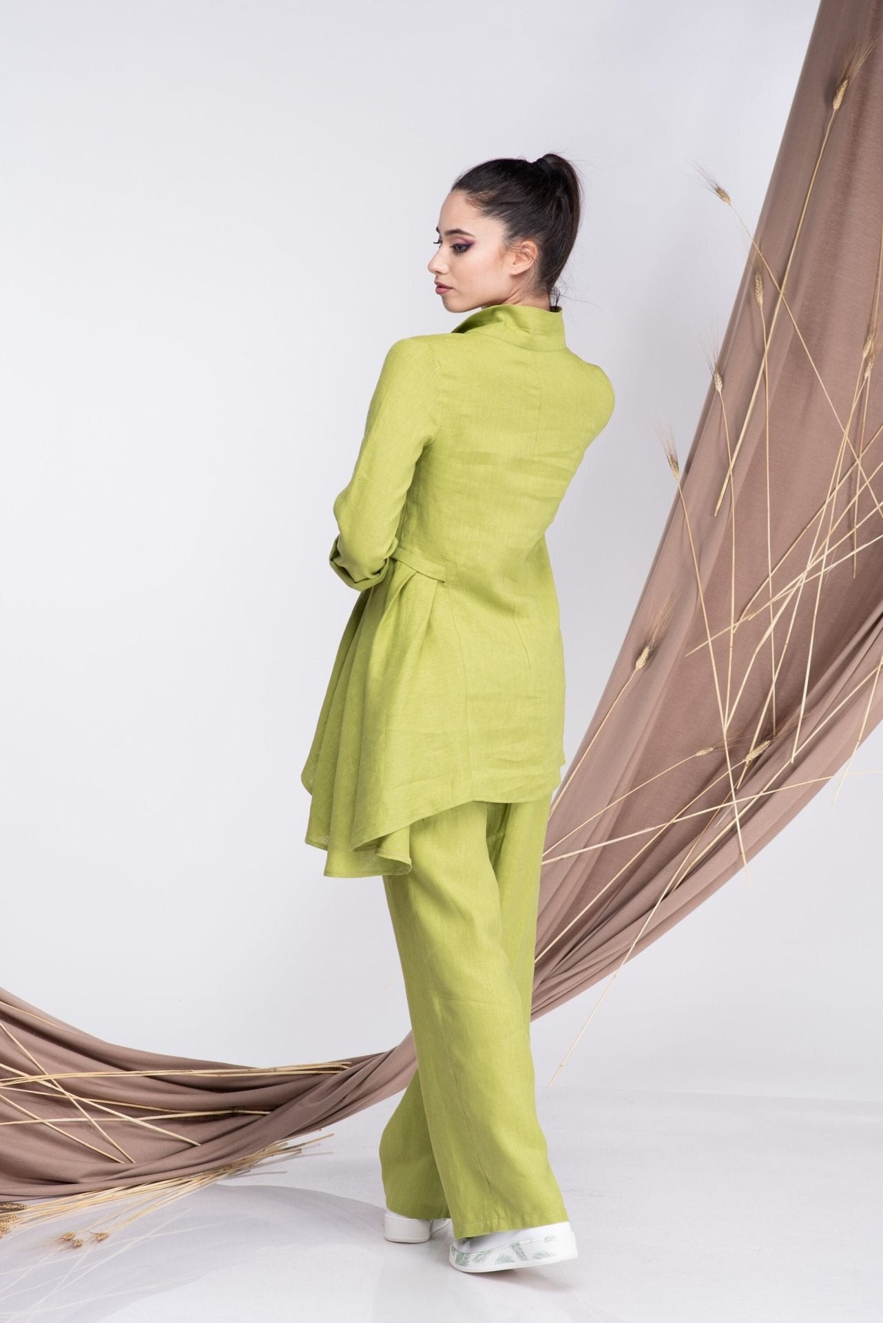 Two Piece Linen Outfit Linen Maxi Tunic and Linen Pants