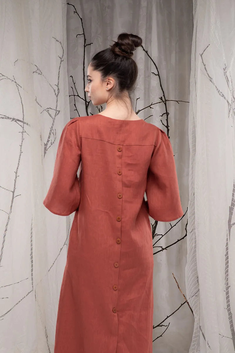 Maxi Linen Kaftan Abaya Dress
