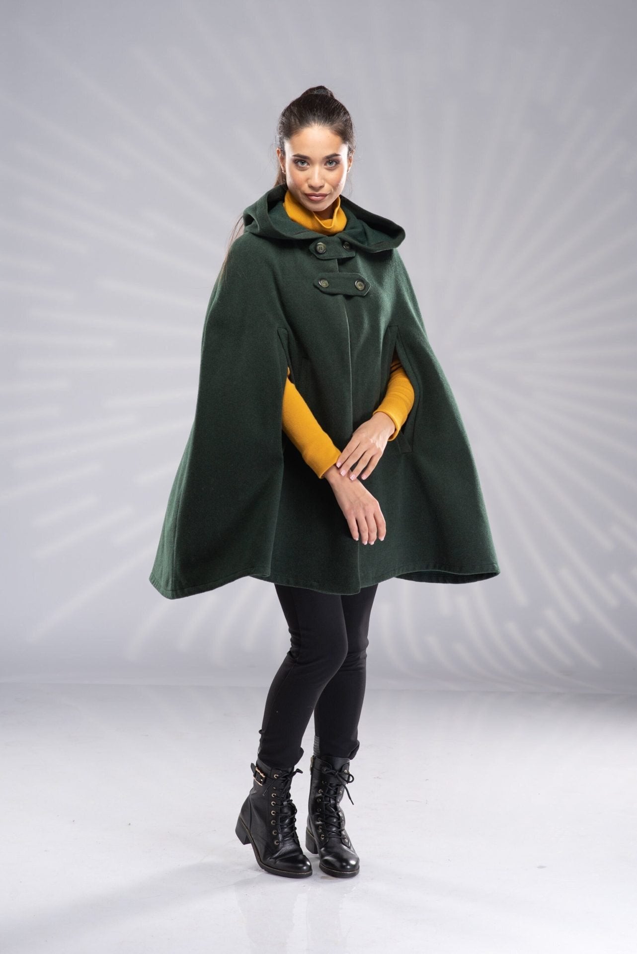Wool Short Hooded Cloak Coat Winter Cape Wool Poncho