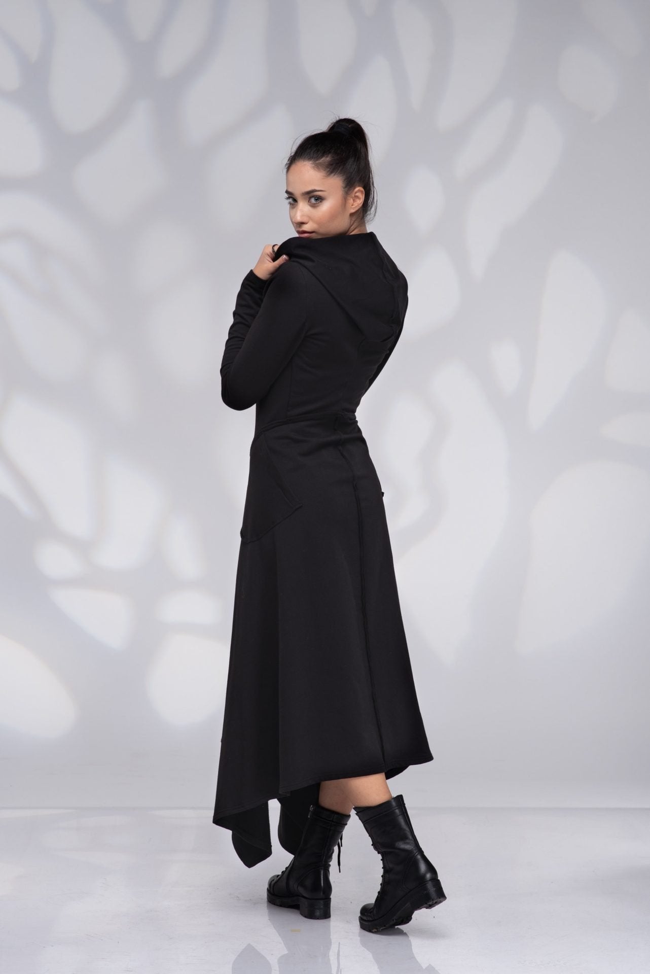Maxi Long Sleeve Hooded Sweatshirt Dress with Pockets