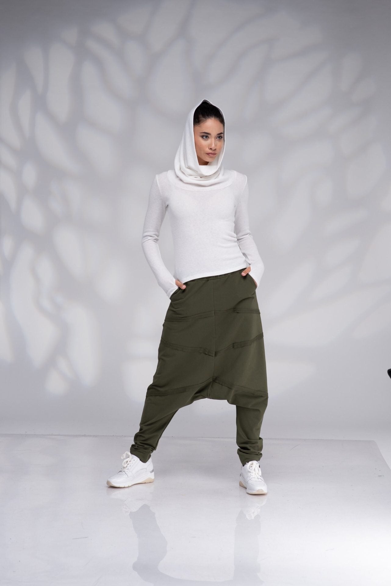 Harem Khaki Low Crotch Baggy Trousers