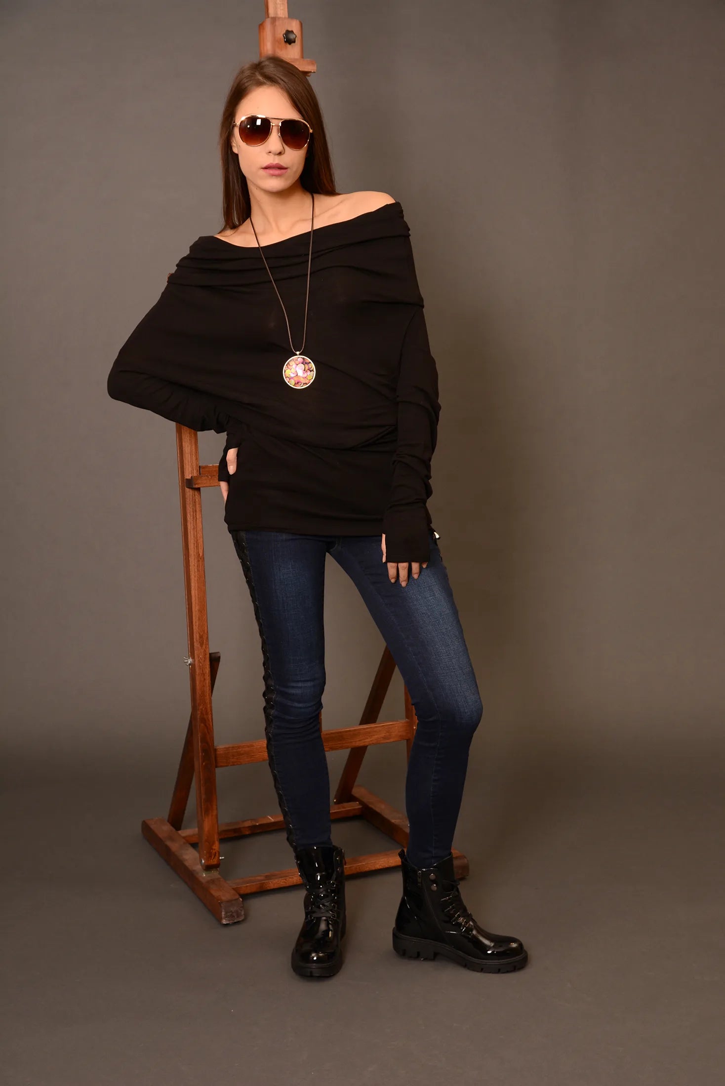 Knit Wool Asymmetrical Oversized Off Shoulder Sweater-Danellys-2.webp