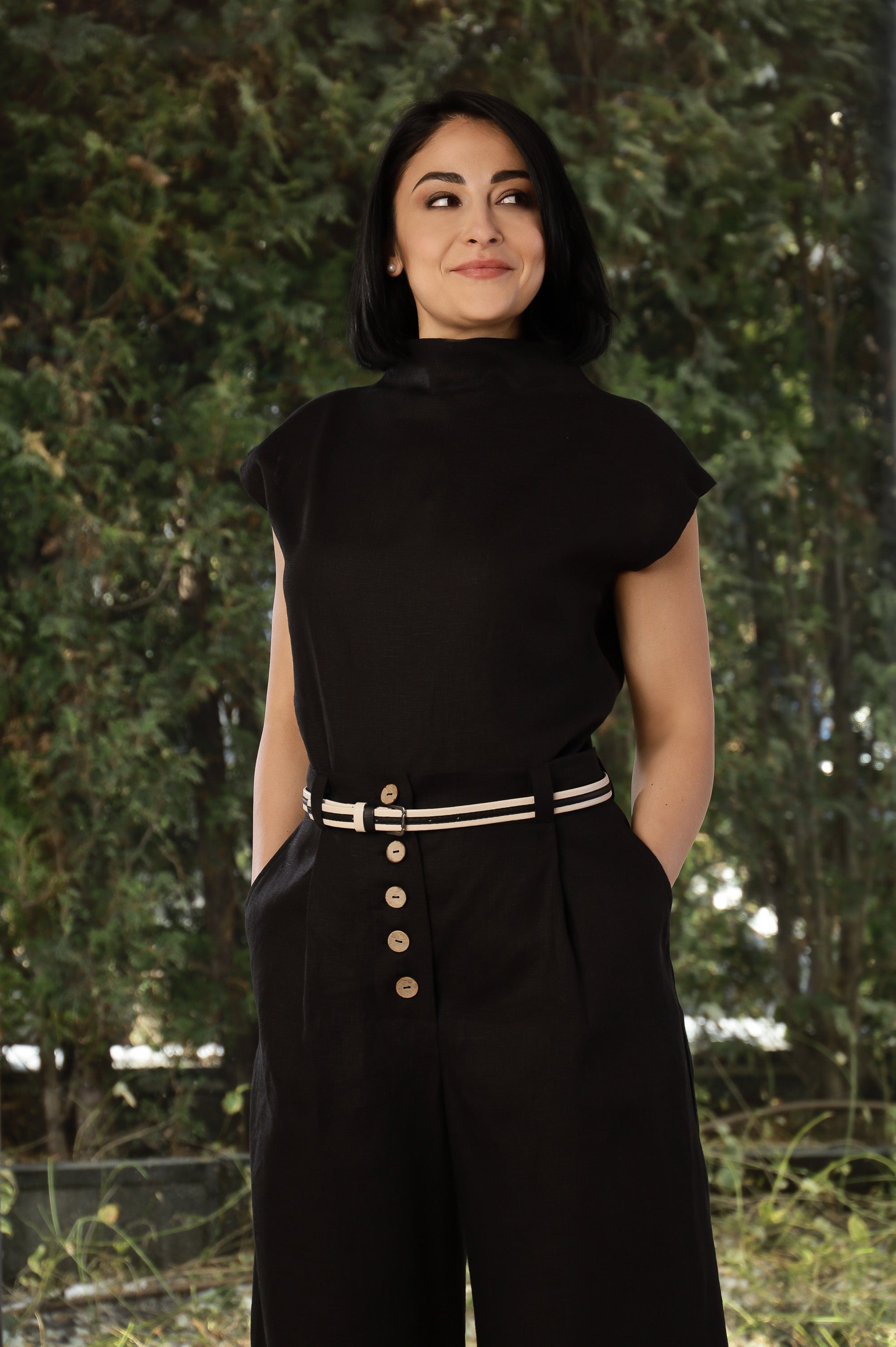 Elegant Wide Leg Trousers – High Rise Pants with Belt