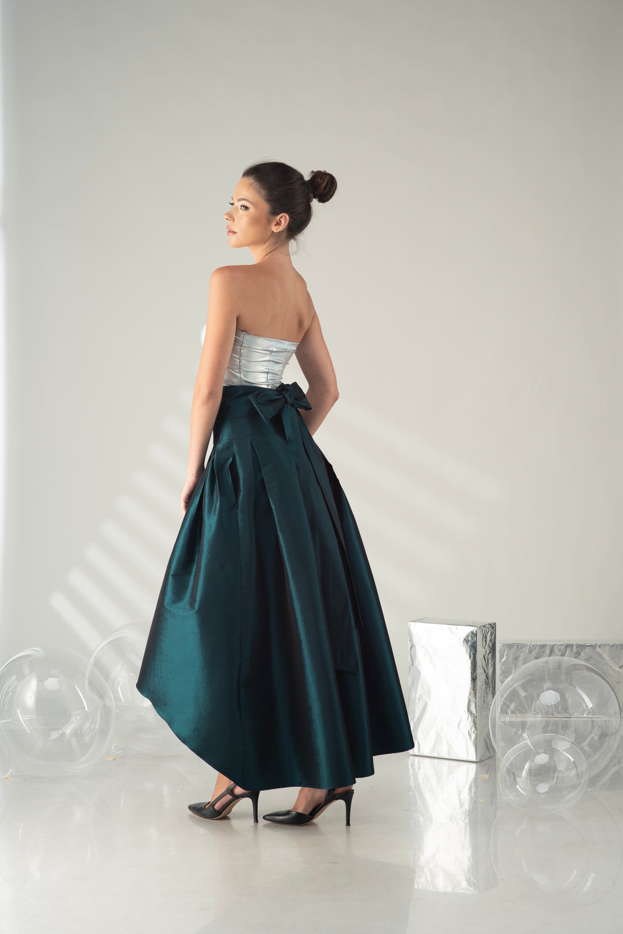 Bow Waist Formal Skirt – Emerald Wedding Guest Skirt