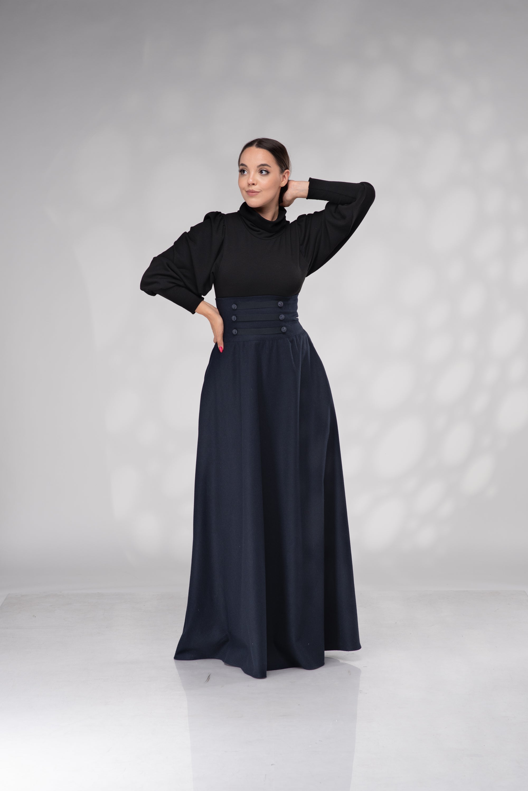 High Waist Maxi Skirt – Elegant Full Length Skirt with Pockets