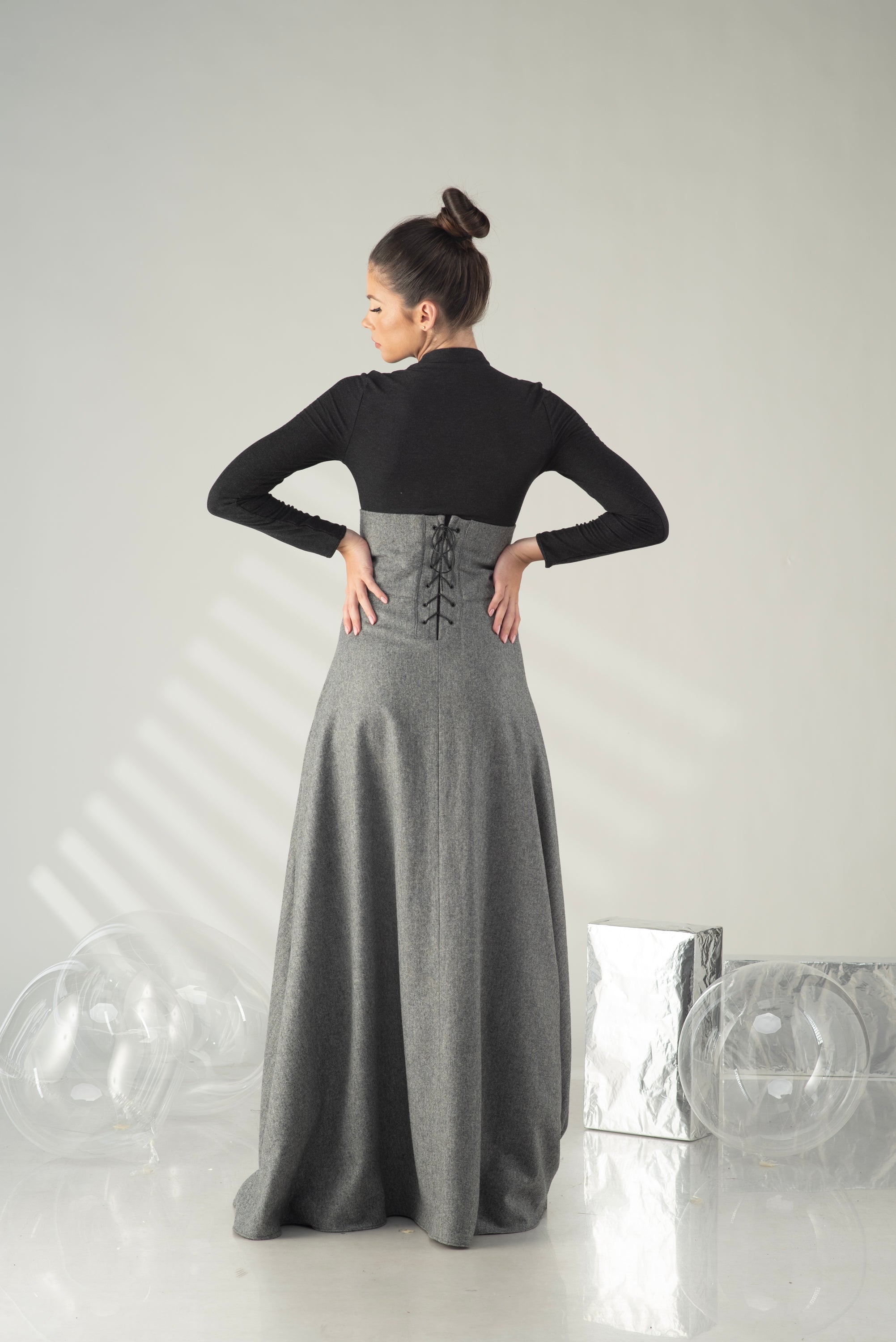 High Waist Sculptural Maxi Skirt – Architectural Elegance