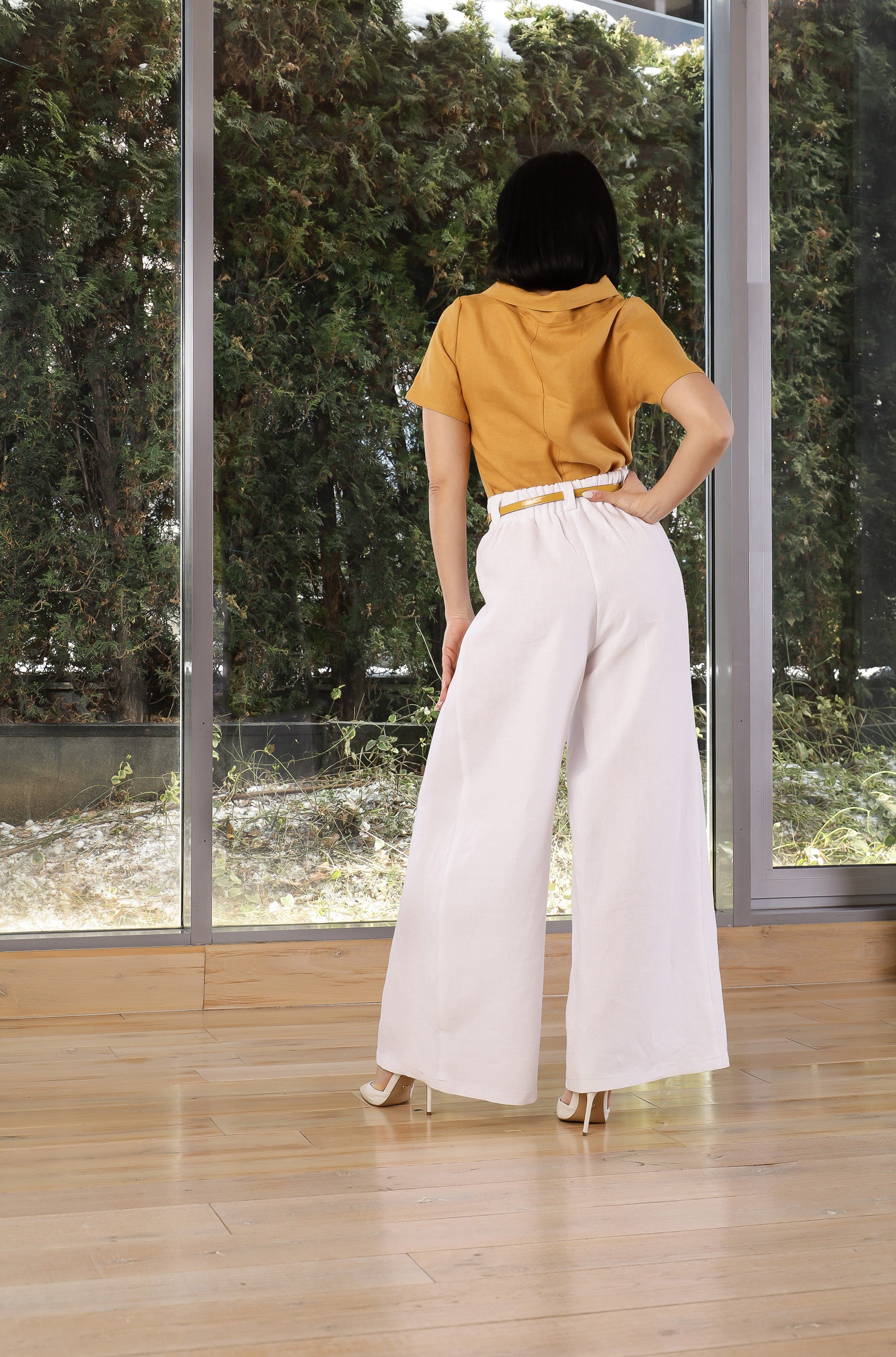 High Waist Wide Leg Linen Pants – Elegant Palazzo Trousers