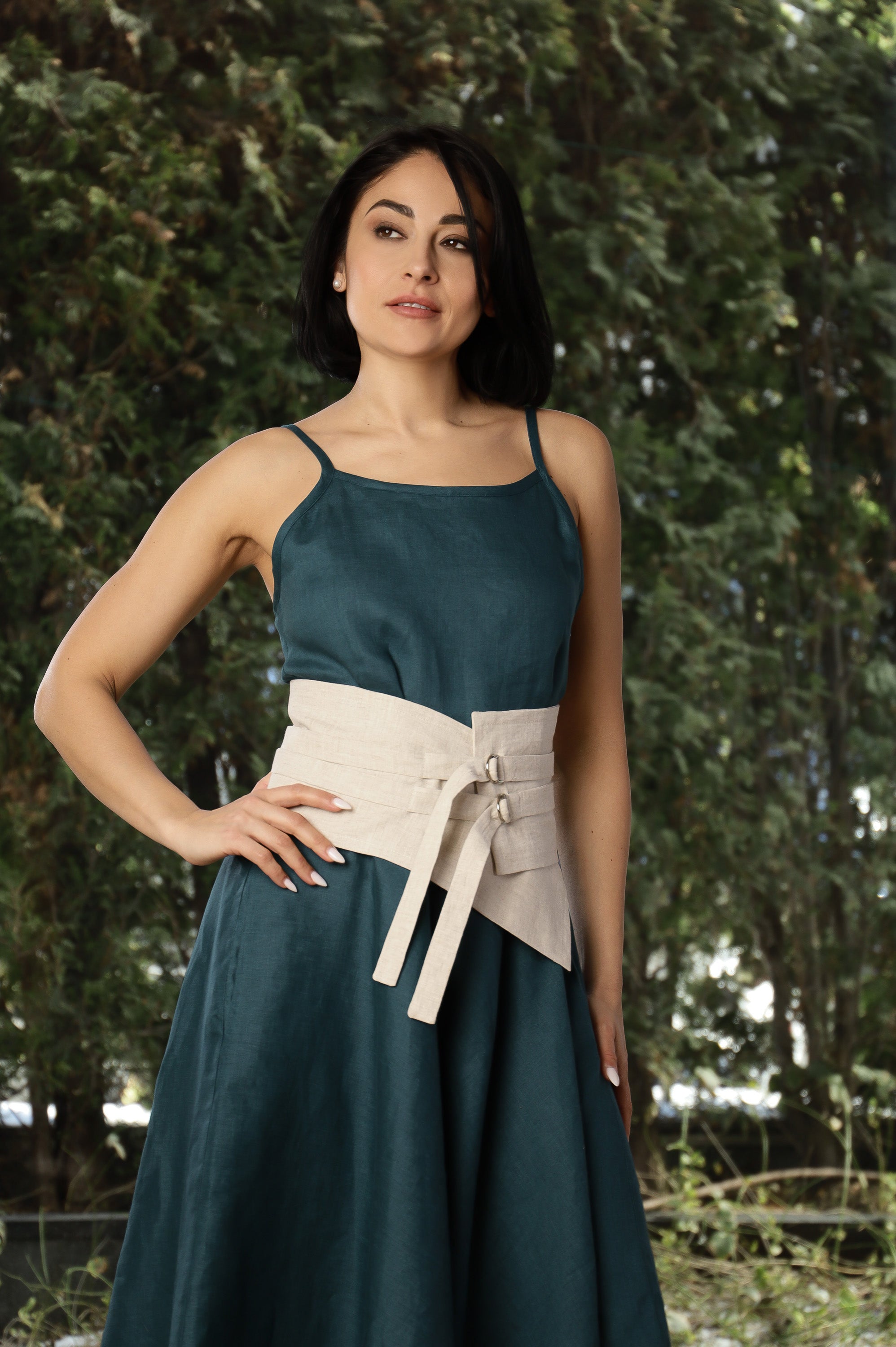 Linen Corset Belt – Adjustable Waist Belt for Dresses