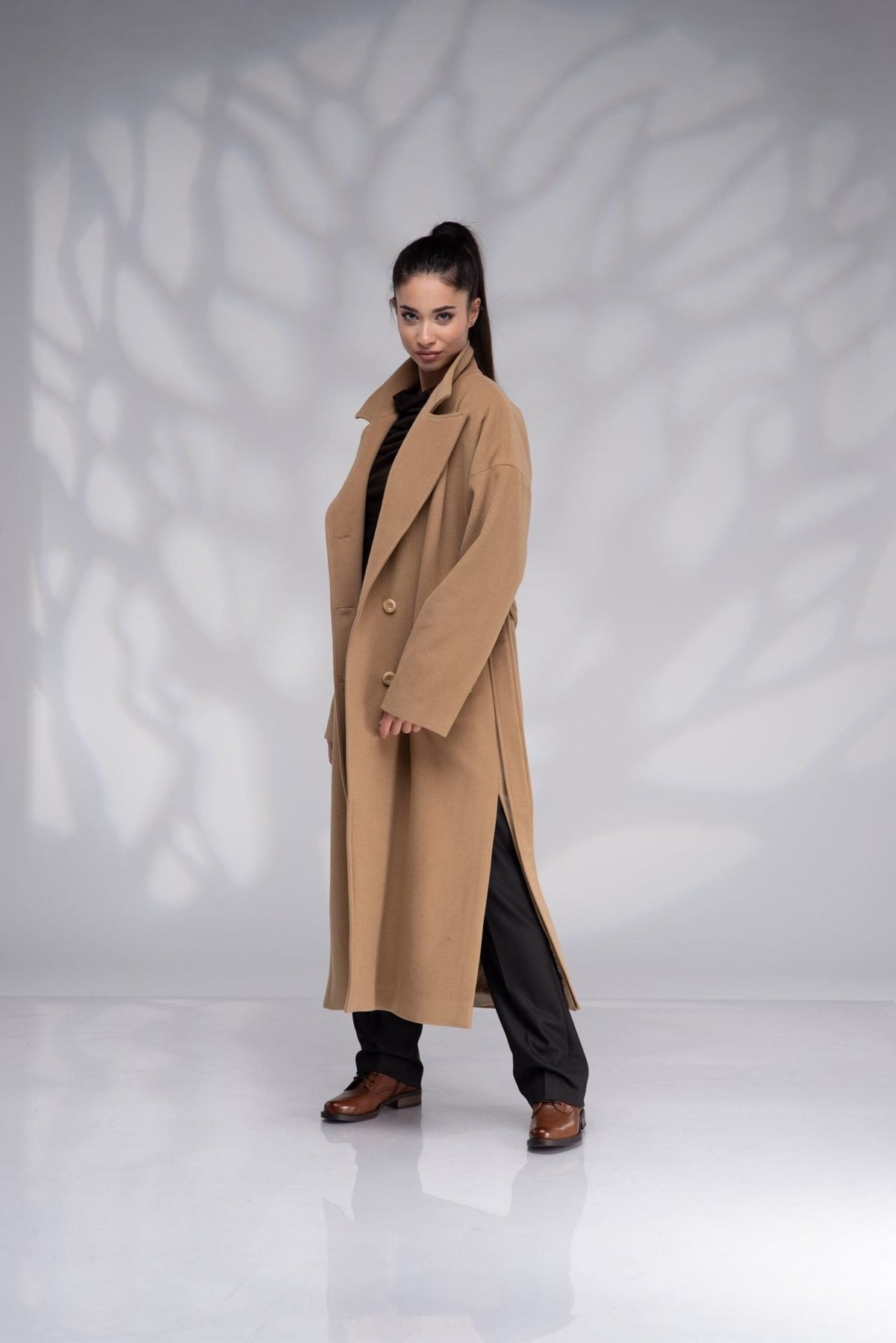 Long Wool Camel Oversized Coat