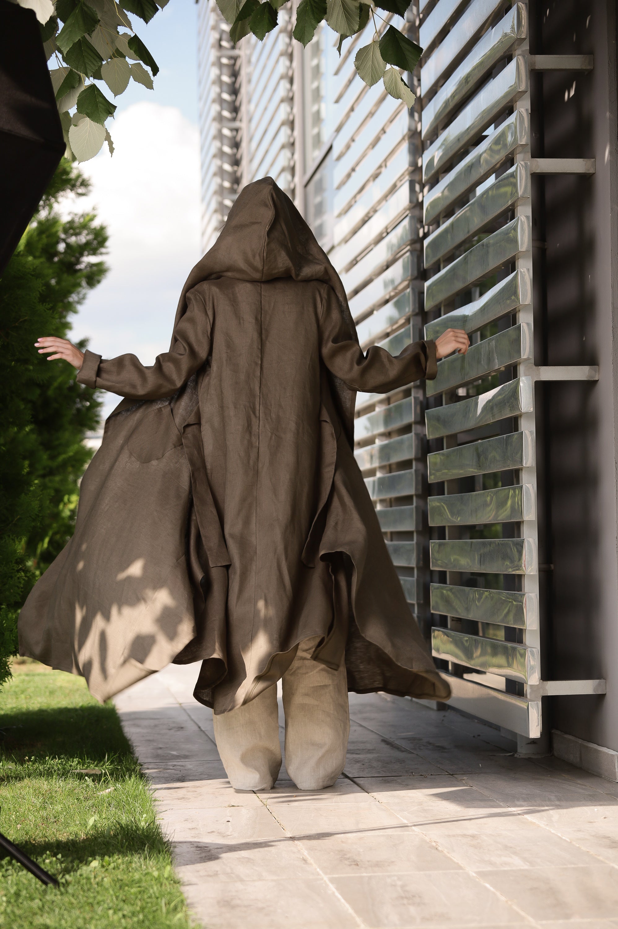 Organic Linen Jacket with Hoodie