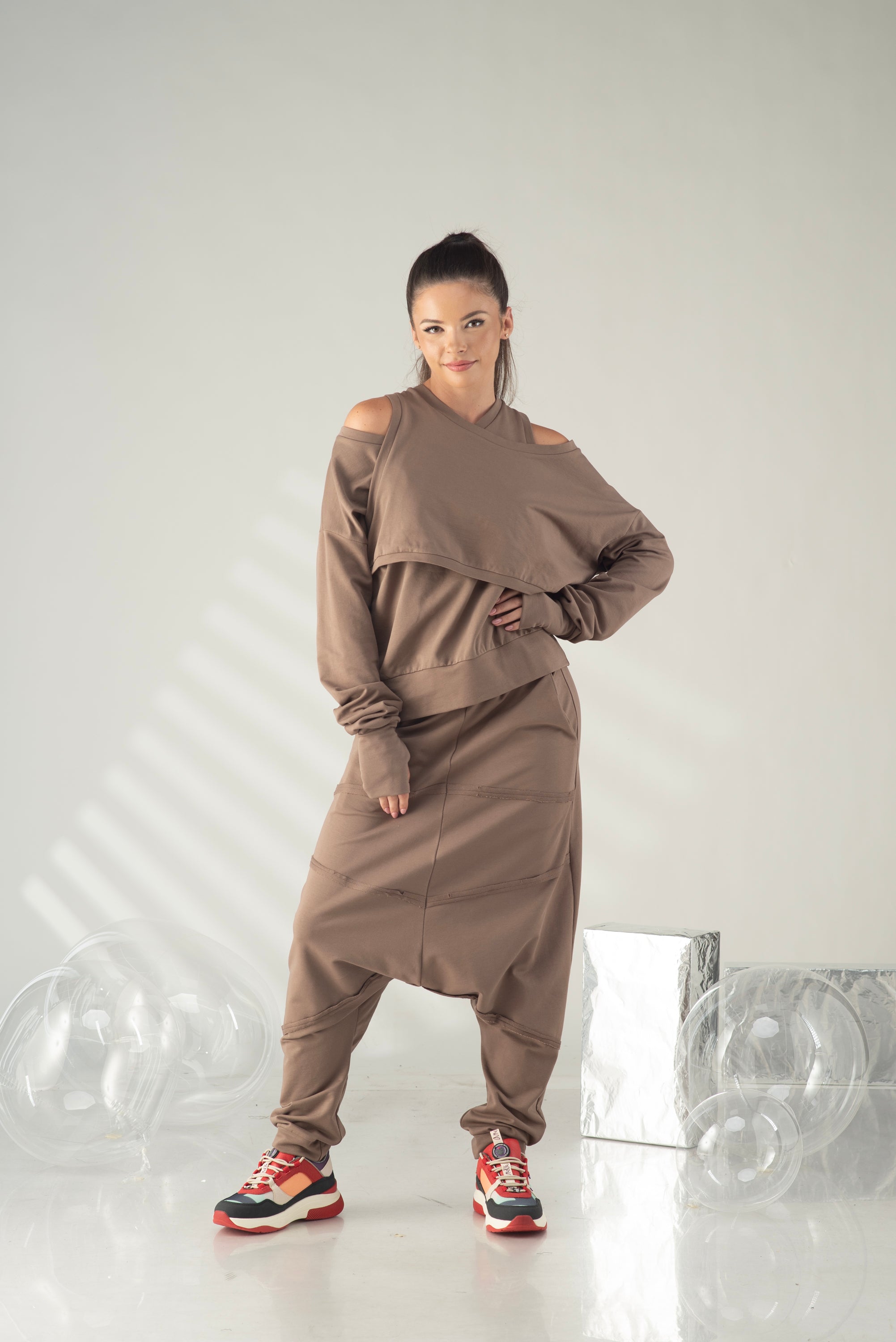 Oversized Two Piece Tracksuit Set – Sweatshirt & Jogger Pants