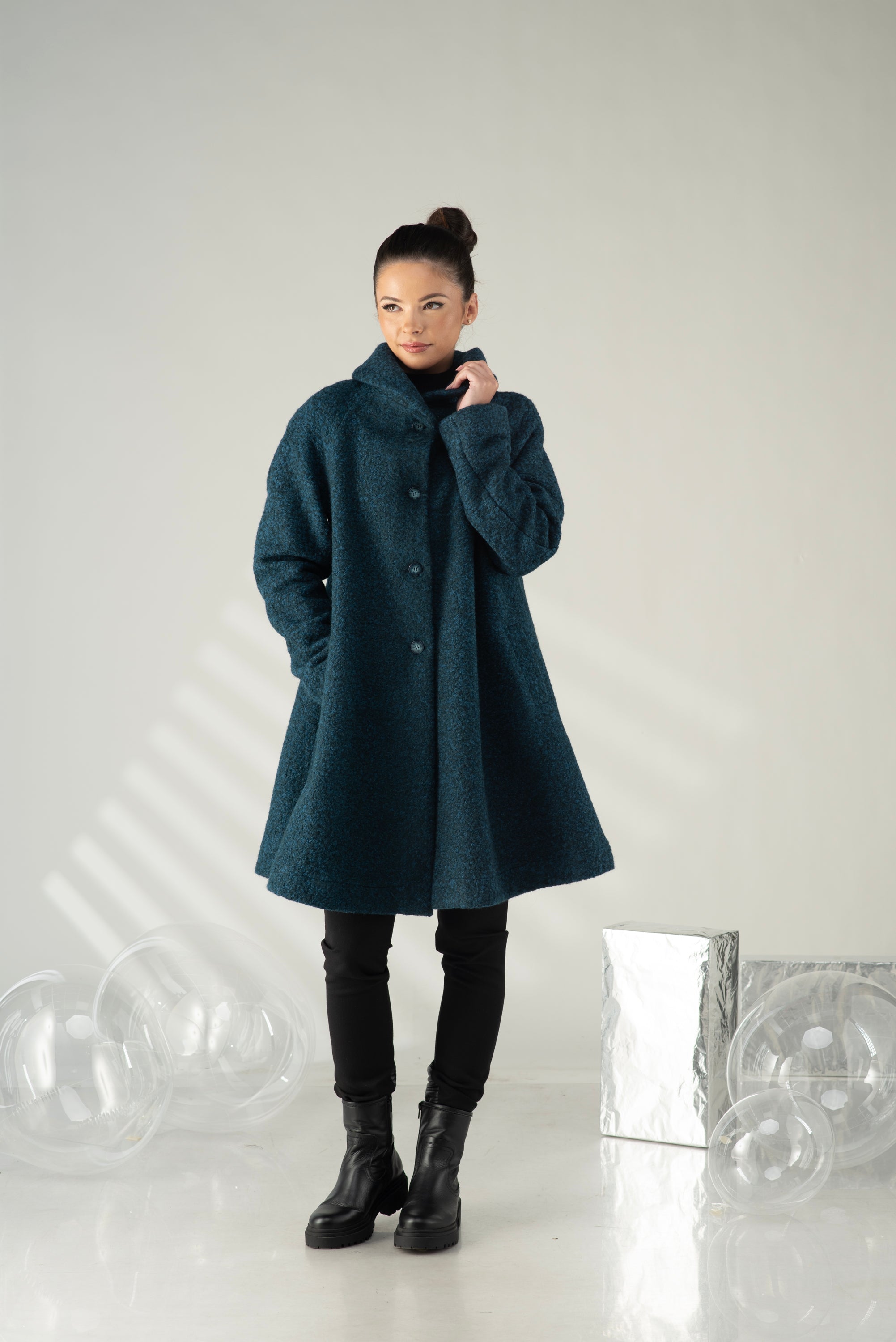 Sculptural A-Line Wool Coat – Modern Minimalist Outerwear