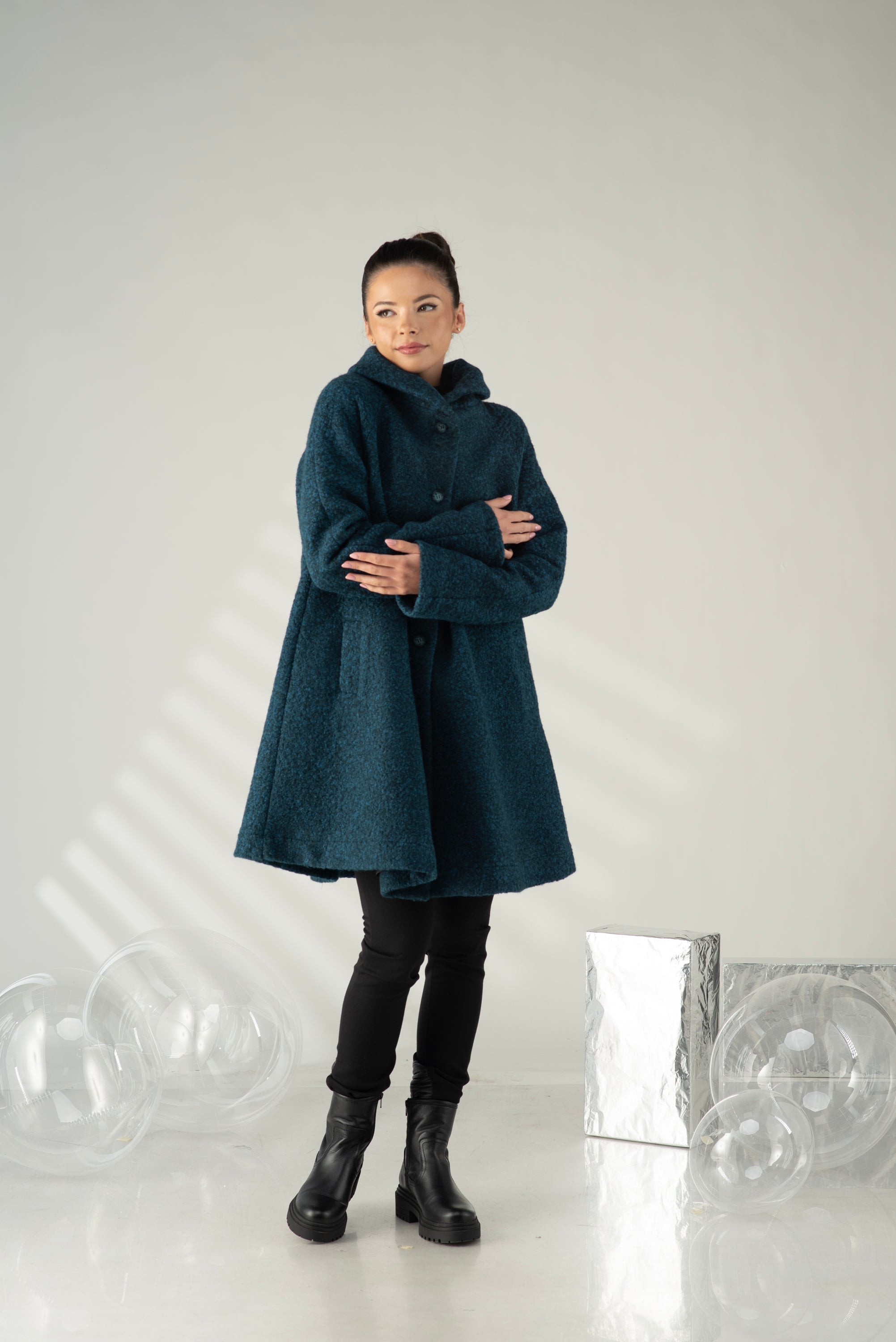 Sculptural A-Line Wool Coat – Modern Minimalist Outerwear
