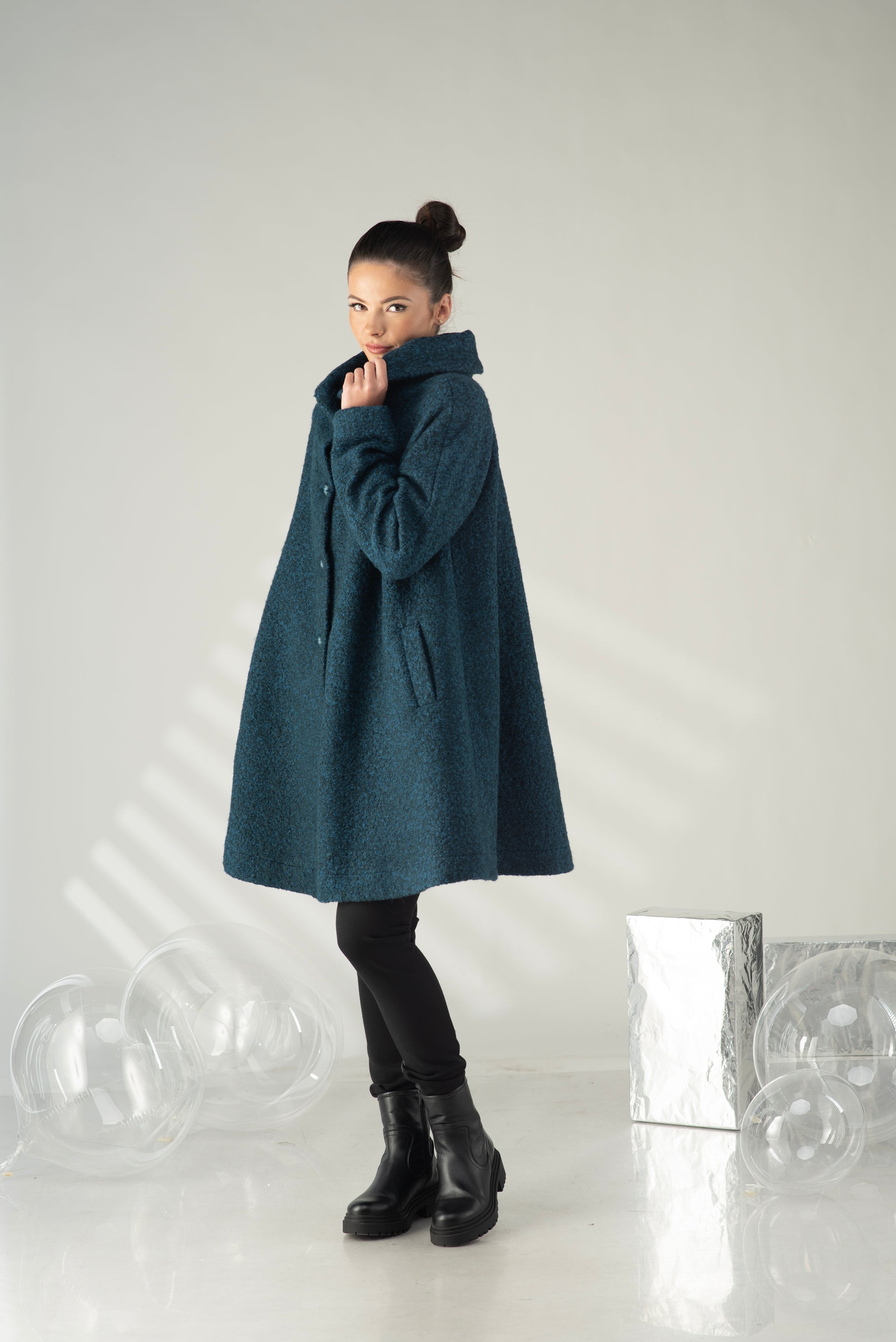 Sculptural A-Line Wool Coat – Modern Minimalist Outerwear