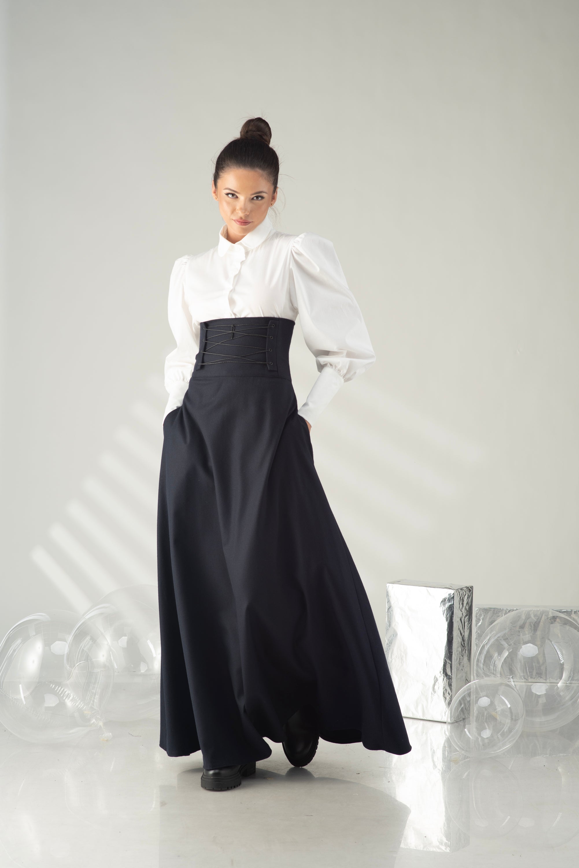 White Puff Sleeve Blouse – Elegant Statement Cotton Shirt