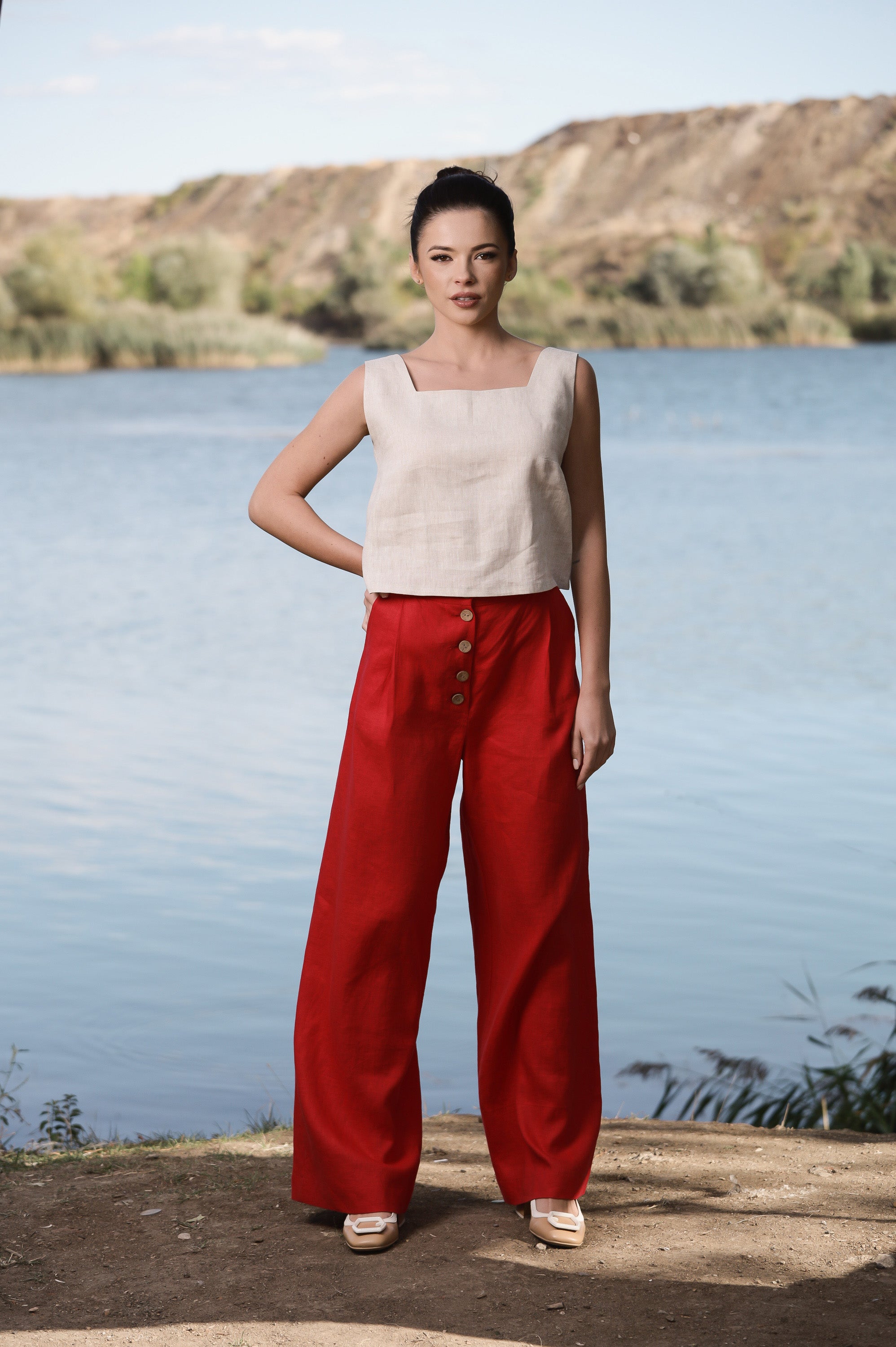 Wide Leg Linen Pants – High Waisted Linen Trousers for Women