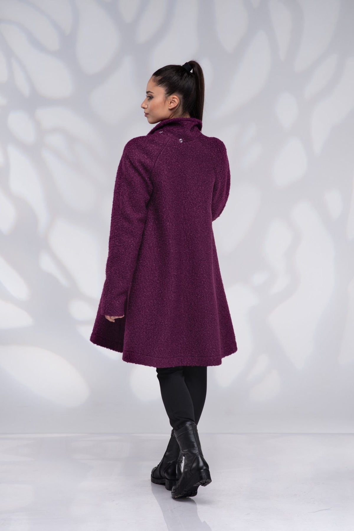 Wool Swing Plus Size Short A-Line Burnt Orange Coat